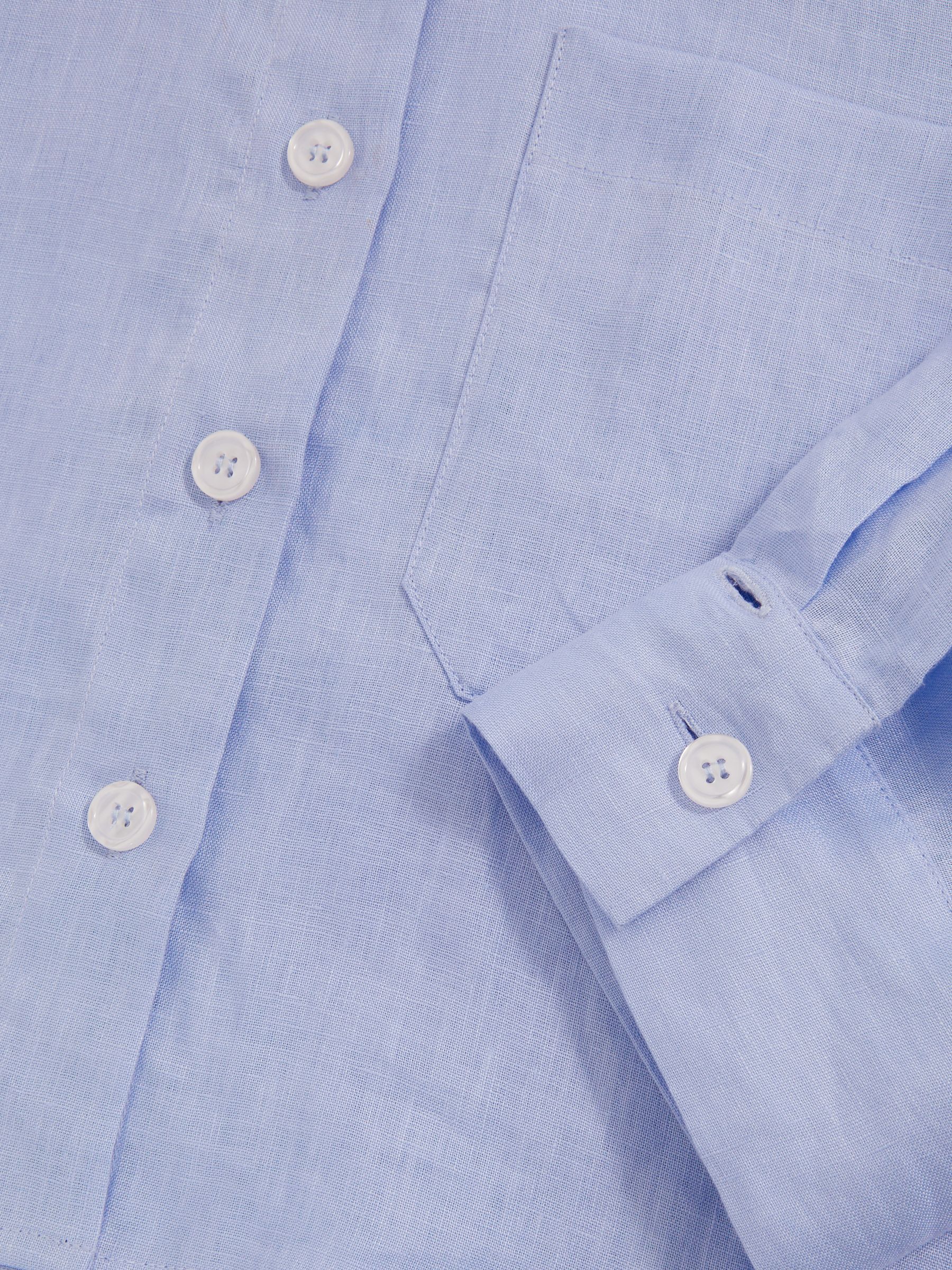 Oversize Linen Cropped Shirt in Blue