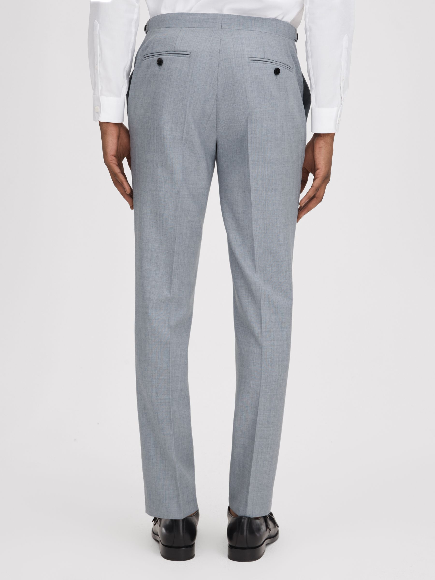 Slim Fit Wool Adjuster Trousers in Soft Blue