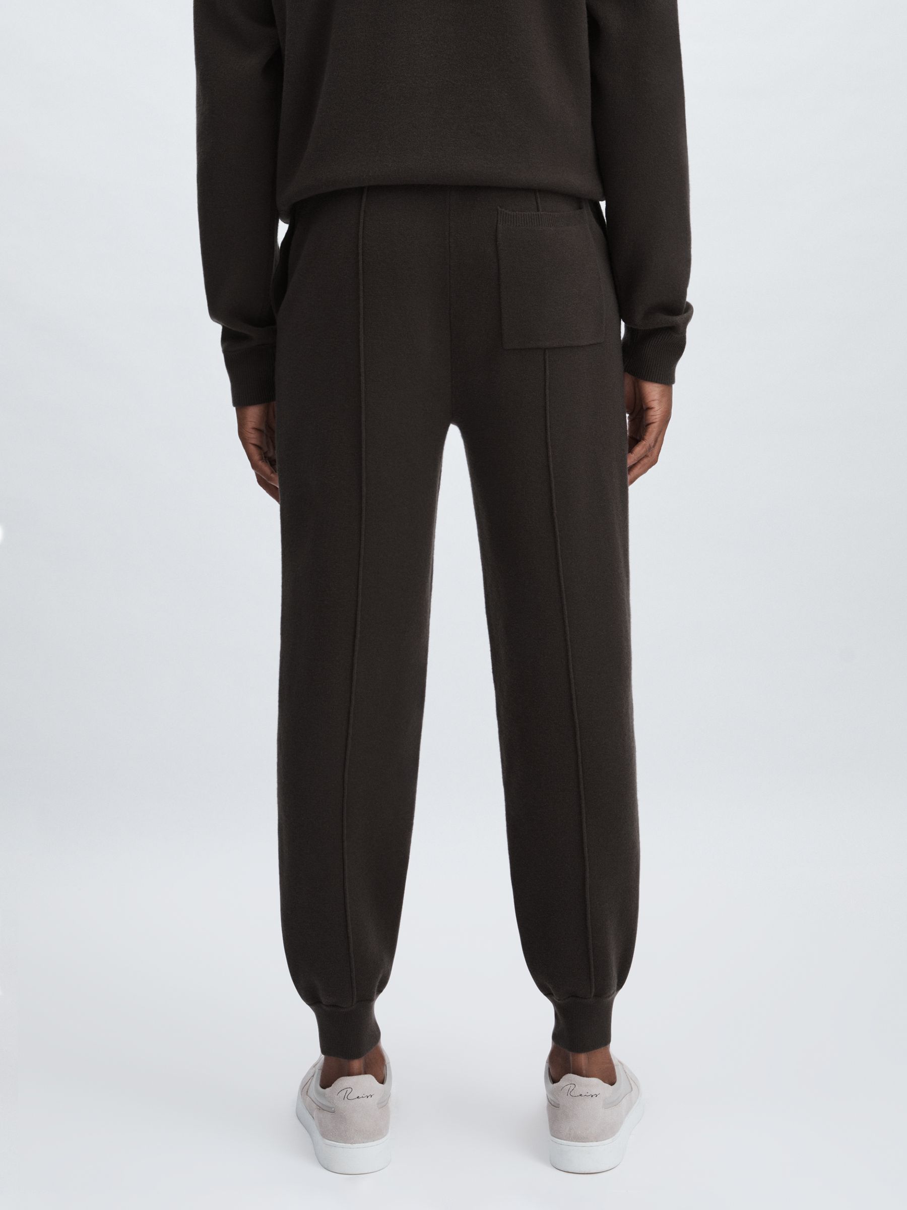 Paige Compact-Knit Drawstring Trousers in Dark Grey