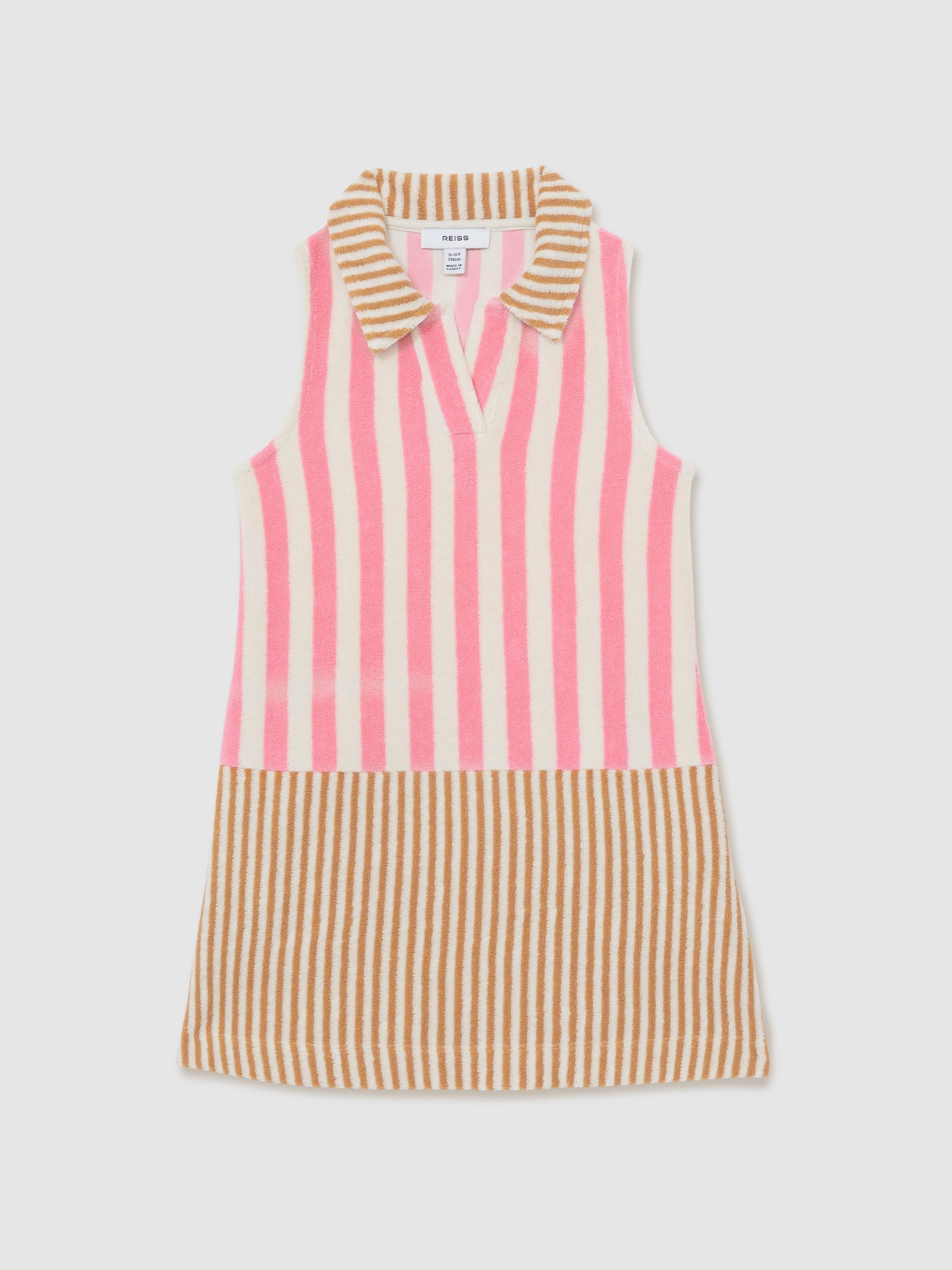 13-14 yrs Towelling Stripe Dress in Pink