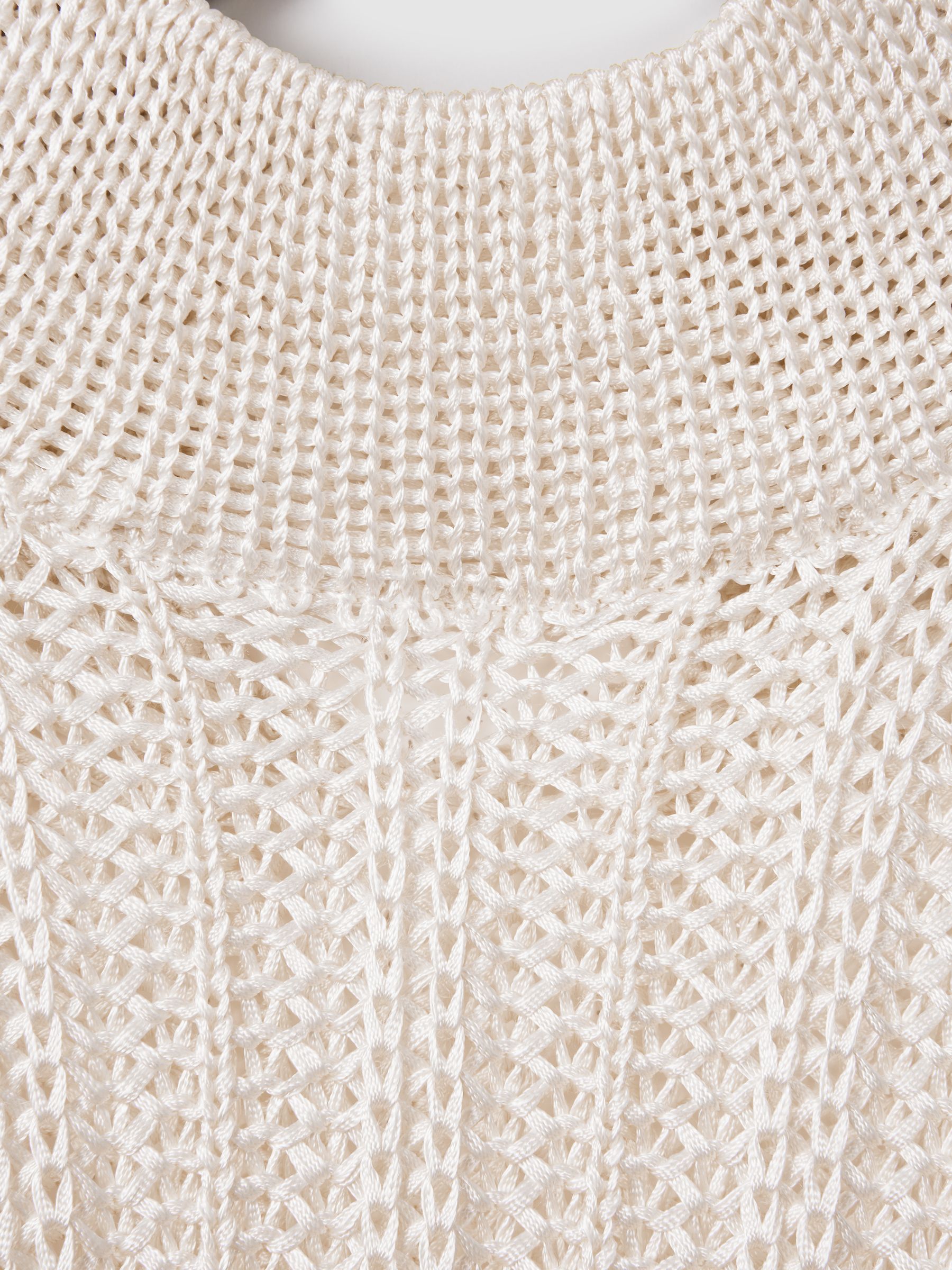 Savannah Morrow Mini Ivory Sheer Knitted Dress in Ivory