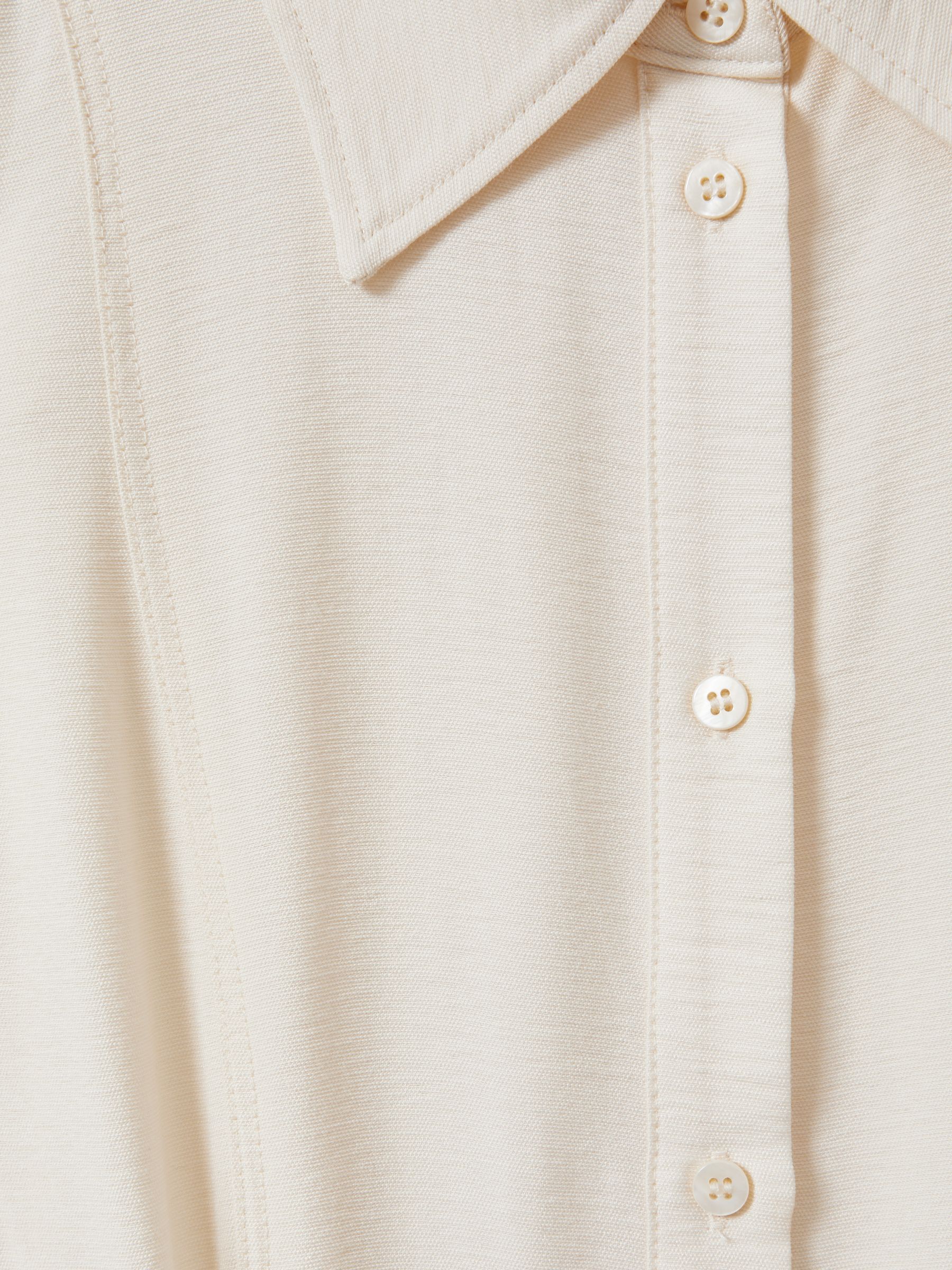 Viscose Blend Belted Shirt Dress in Cream