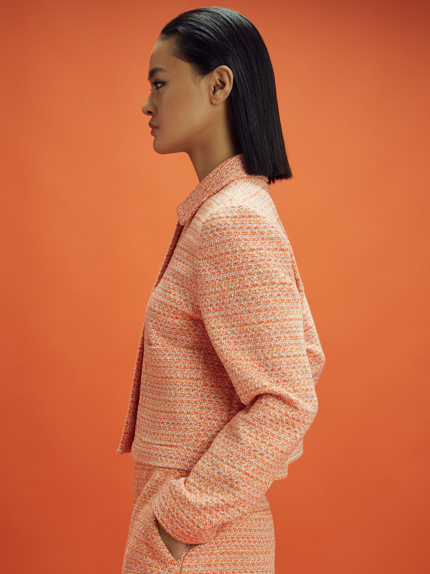 McLaren F1 Boucle Cropped Jacket in Papaya