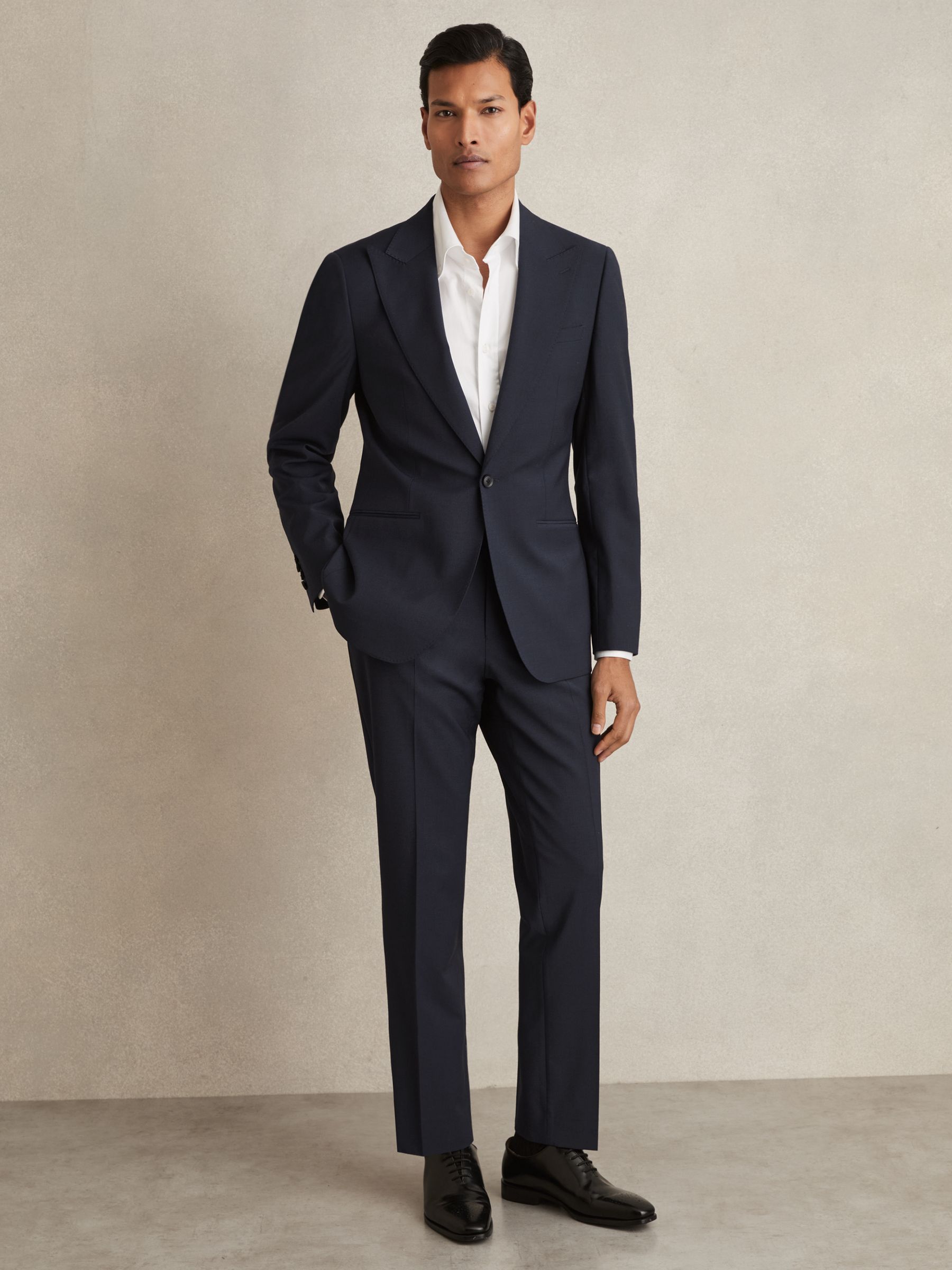 Slim Fit Wool Blend Suit Trousers in Bright Blue