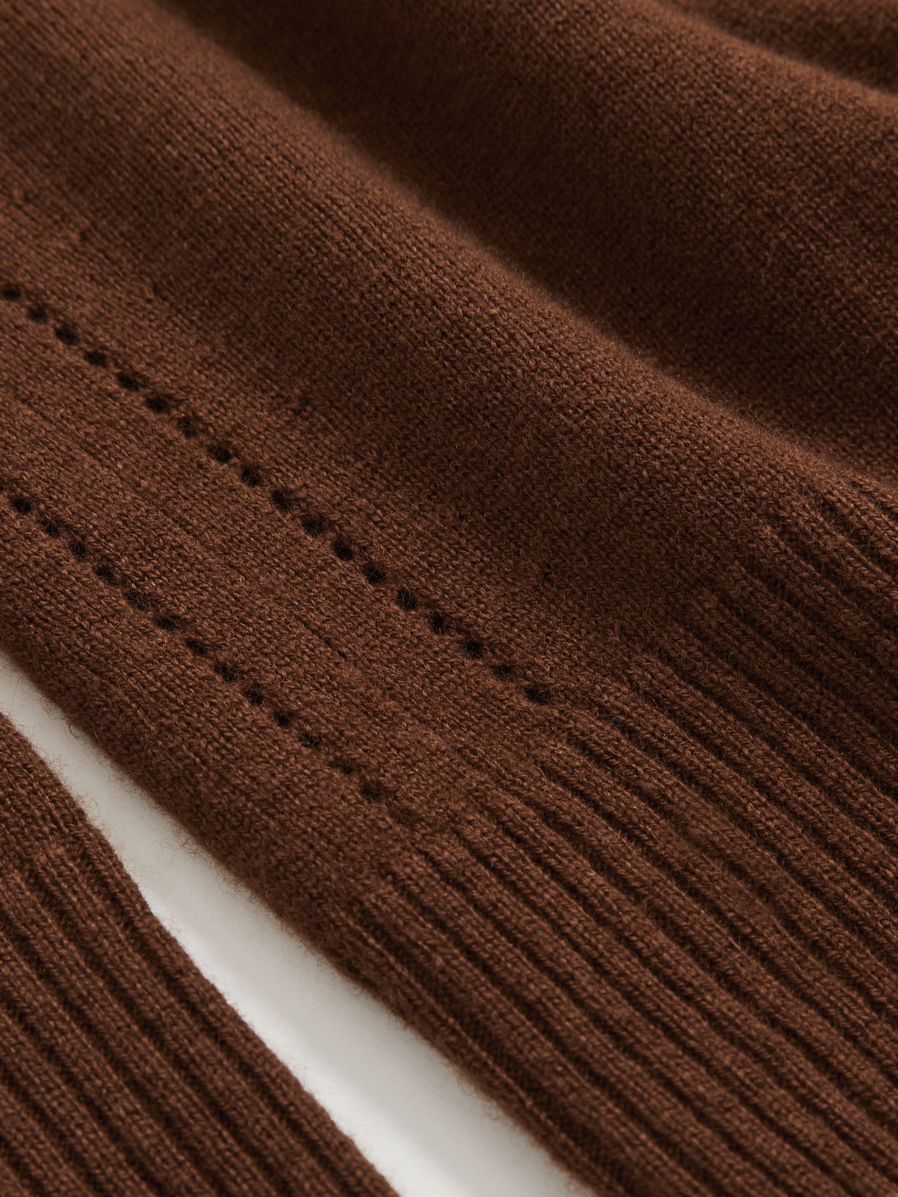 Wool-Blend Open-Stitch Jumper with Cashmere in Toffee Brown