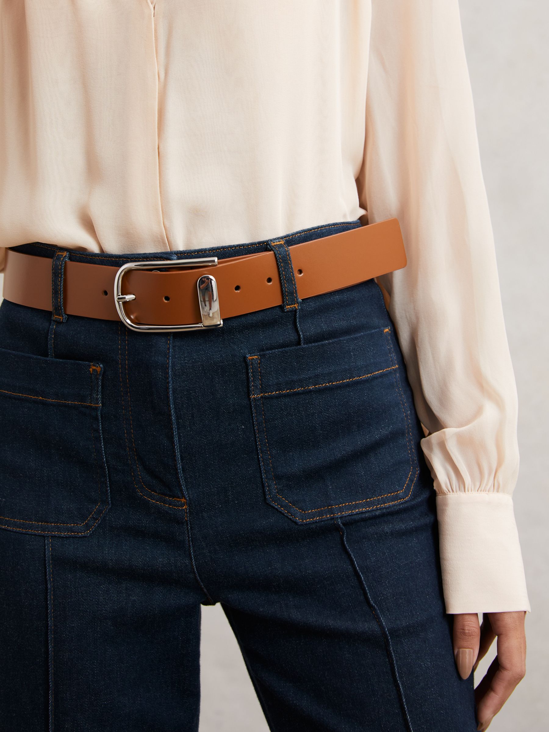 Leather Half Keeper Belt in Tan