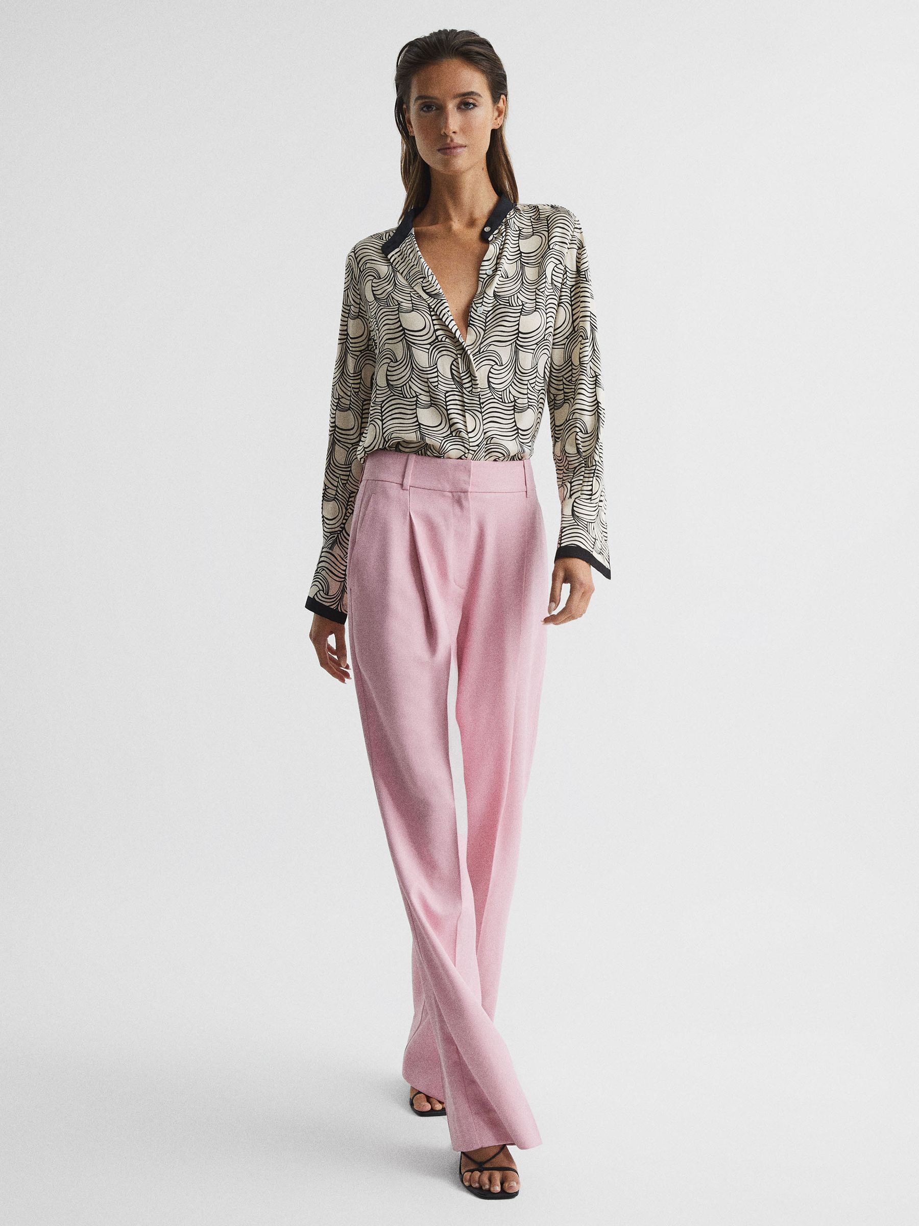 Swirl Print Shirt Blouse in Cream/Black