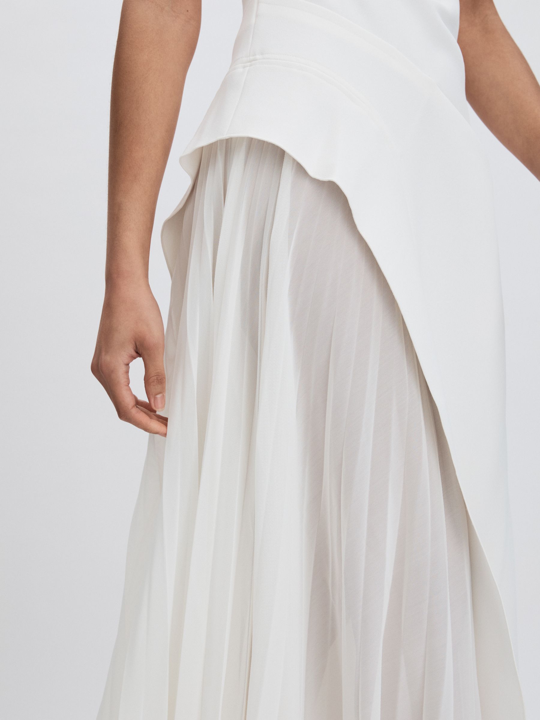 Sudden Midi Dress with Contrast Skirt in Cream