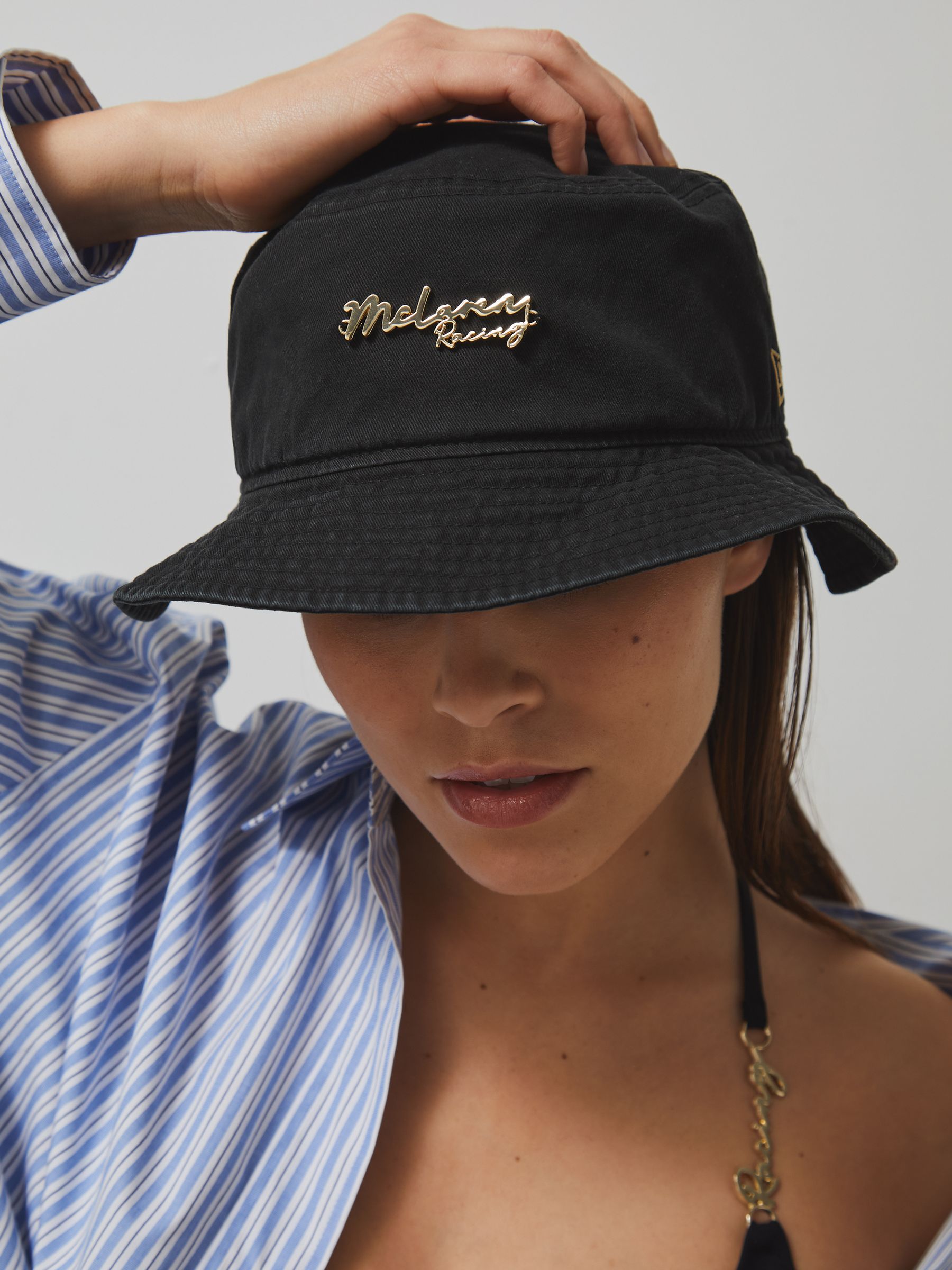 Unisex Fit McLaren Racing Cotton Bucket Hat in Black