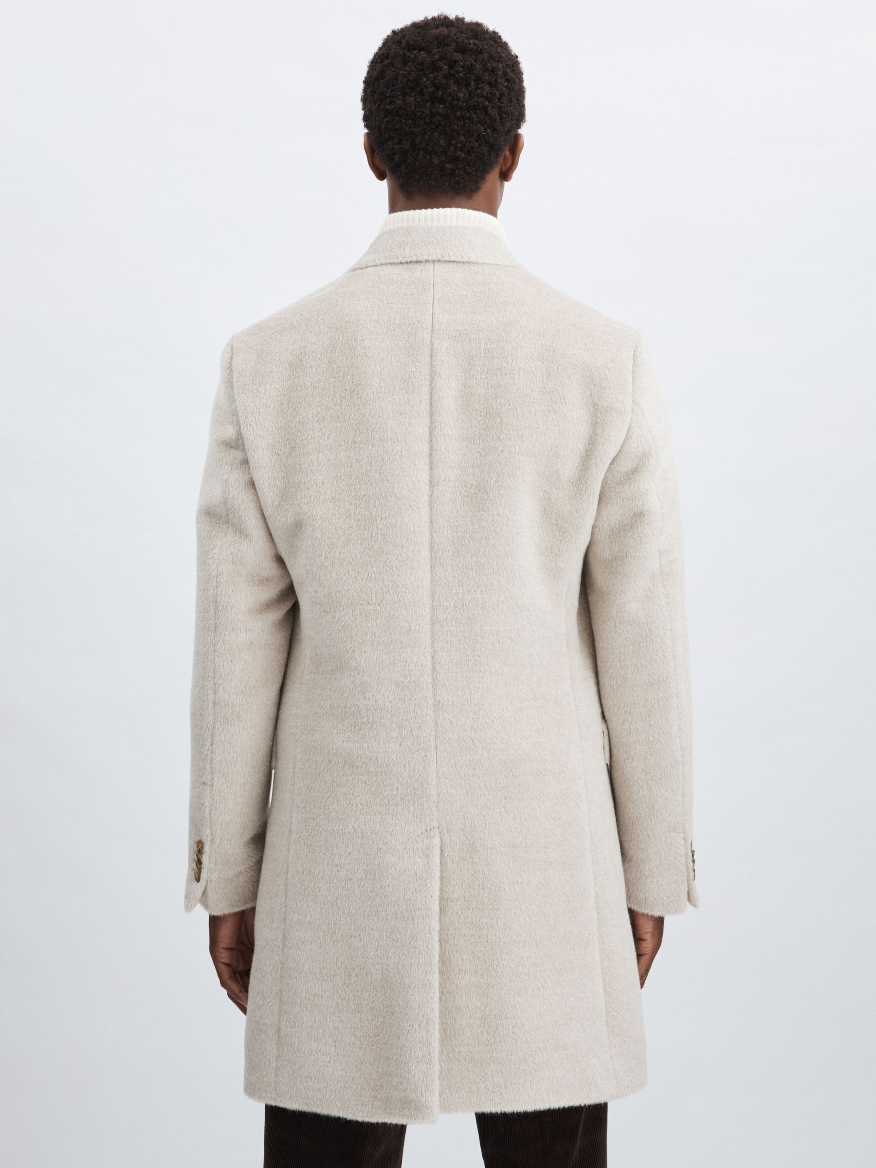 Oscar Jacobson Alpaca-Wool Double-Breasted Coat in Beige Melange