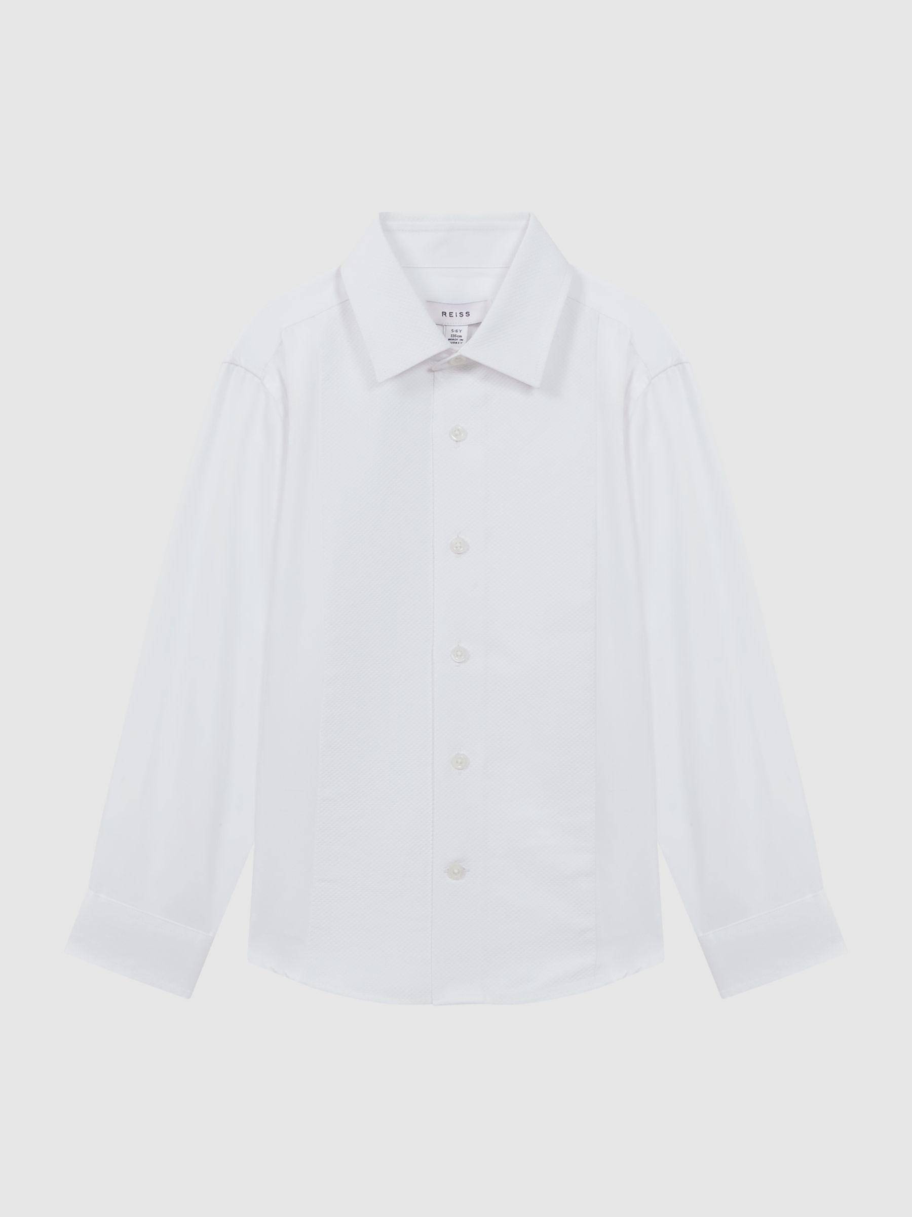 9-14 yrs Slim Fit Textured Bib Dinner Shirt in White
