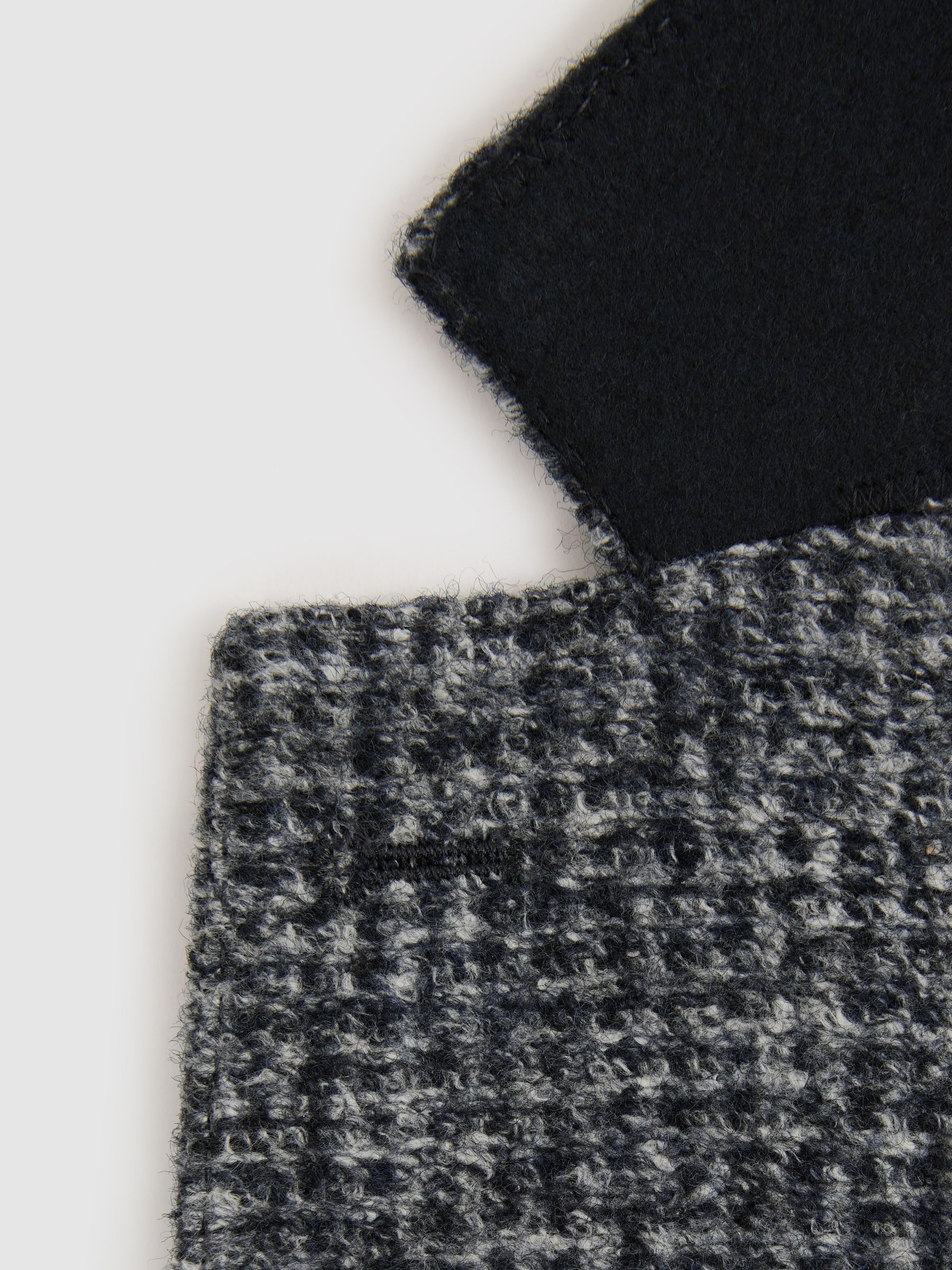 Tweed Single-Breasted Blazer with Wool in Navy/Grey