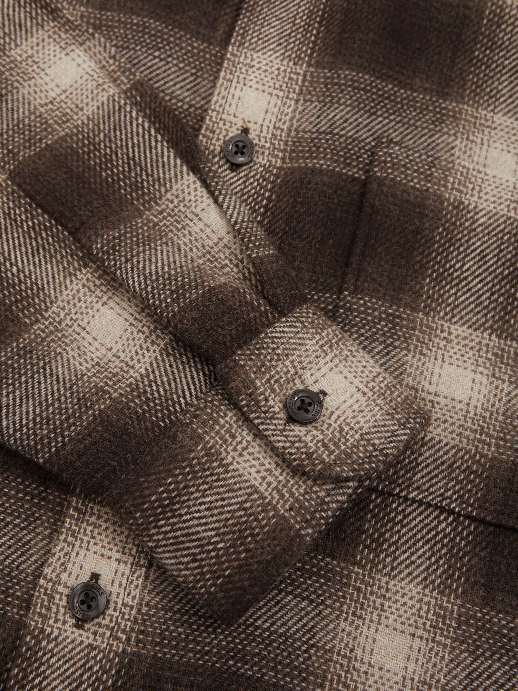 Check Patch-Pocket Overshirt With Wool in Brown Multi