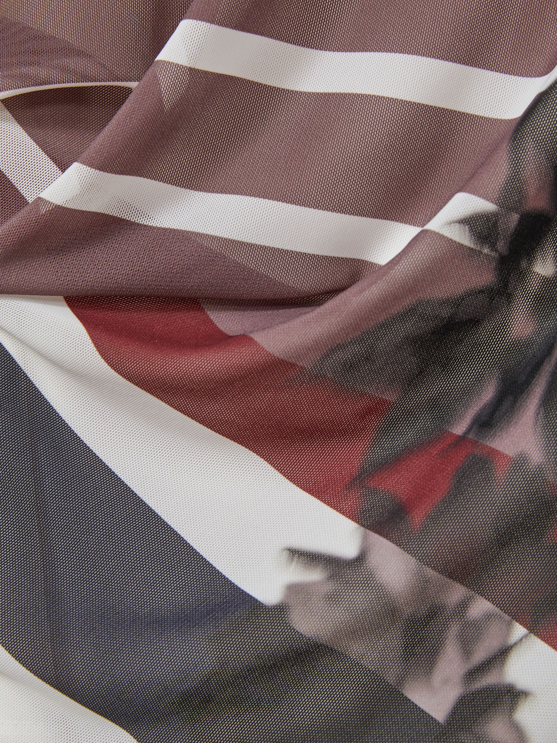 Ruched Abstract Stripe Top in Burgundy