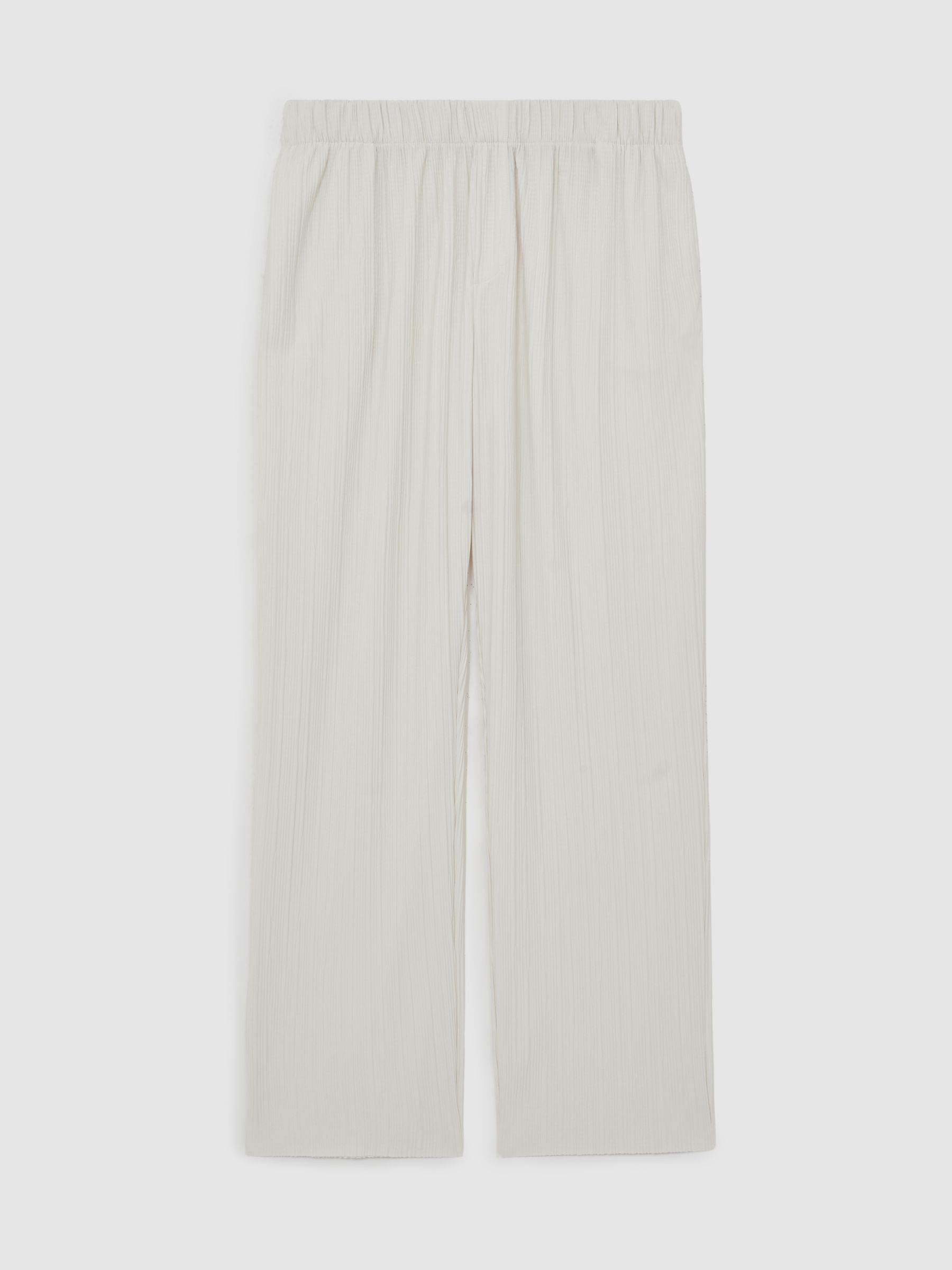 Wide Leg Plisse Trousers in Off White