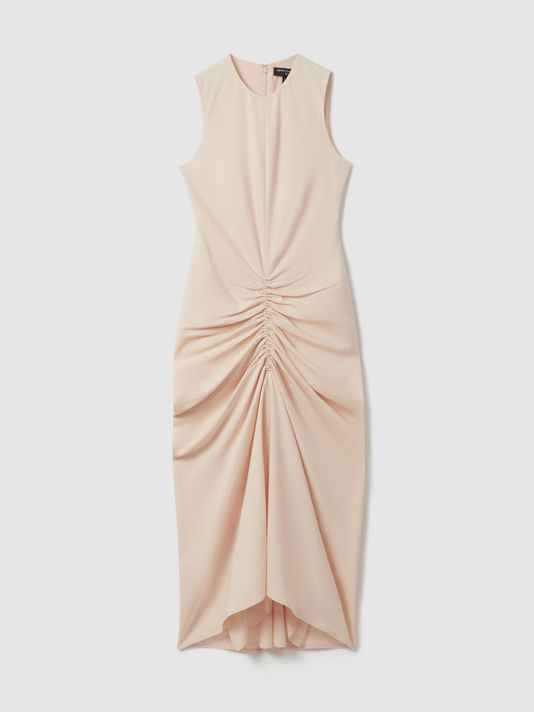 Atelier Ruched Bodycon Midi Dress in Blush