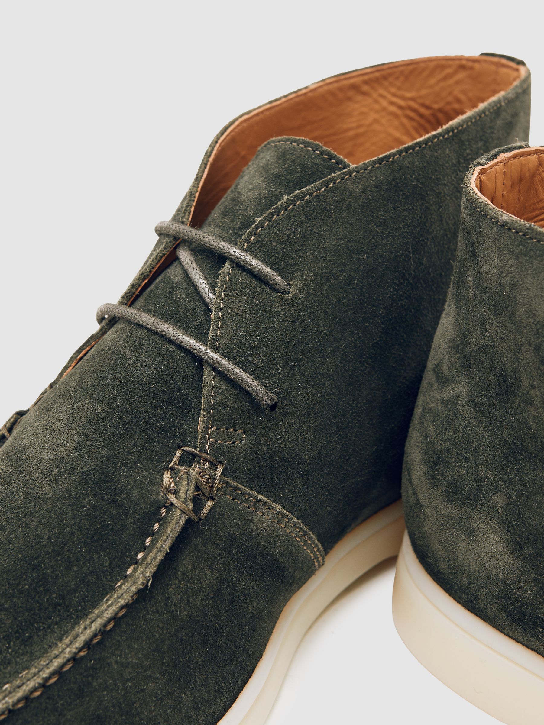 Suede Lace-Up Chukka Boots in Forest Green