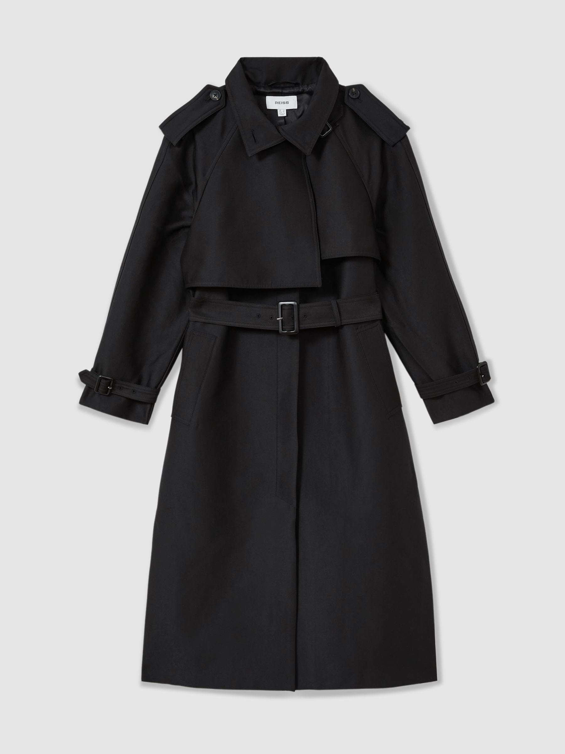 Gabardine Trench Coat with Cotton in Black
