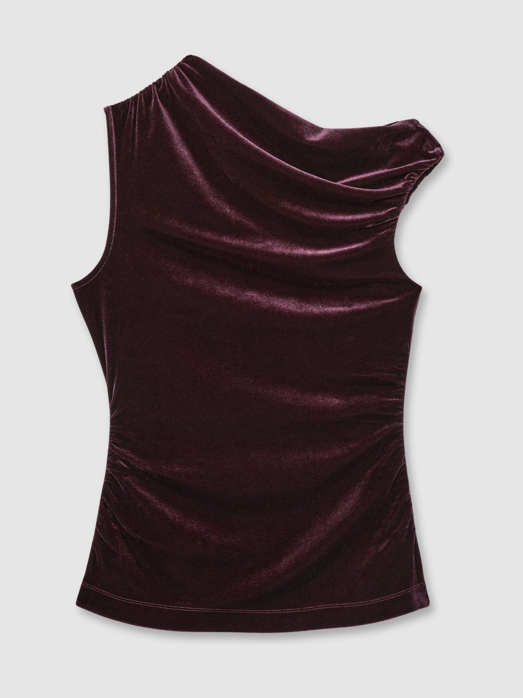 Velvet Drape Off-Shoulder Top in Berry