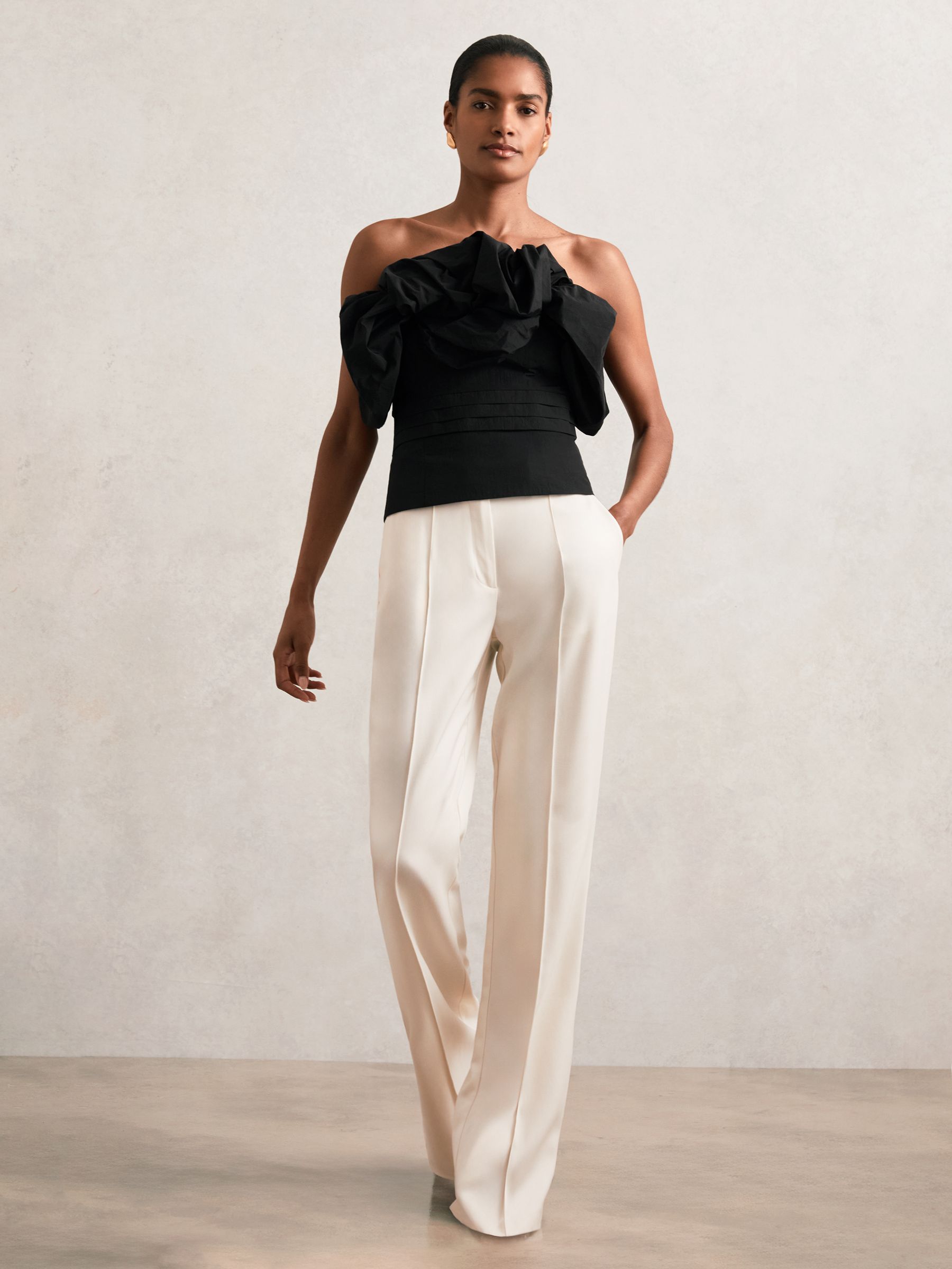 Sculptural Strapless Top in Black