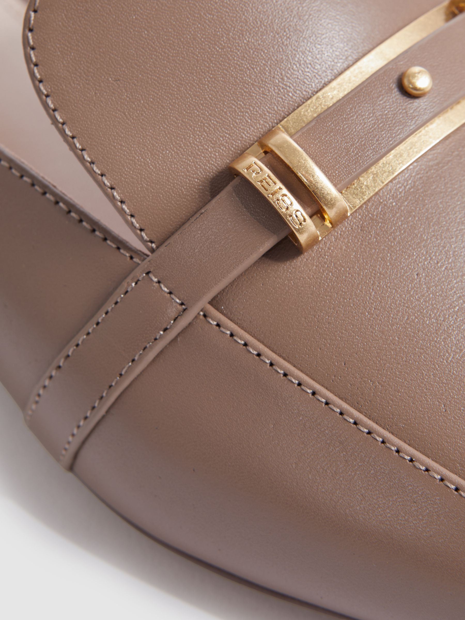 Flat Leather Mules in Taupe