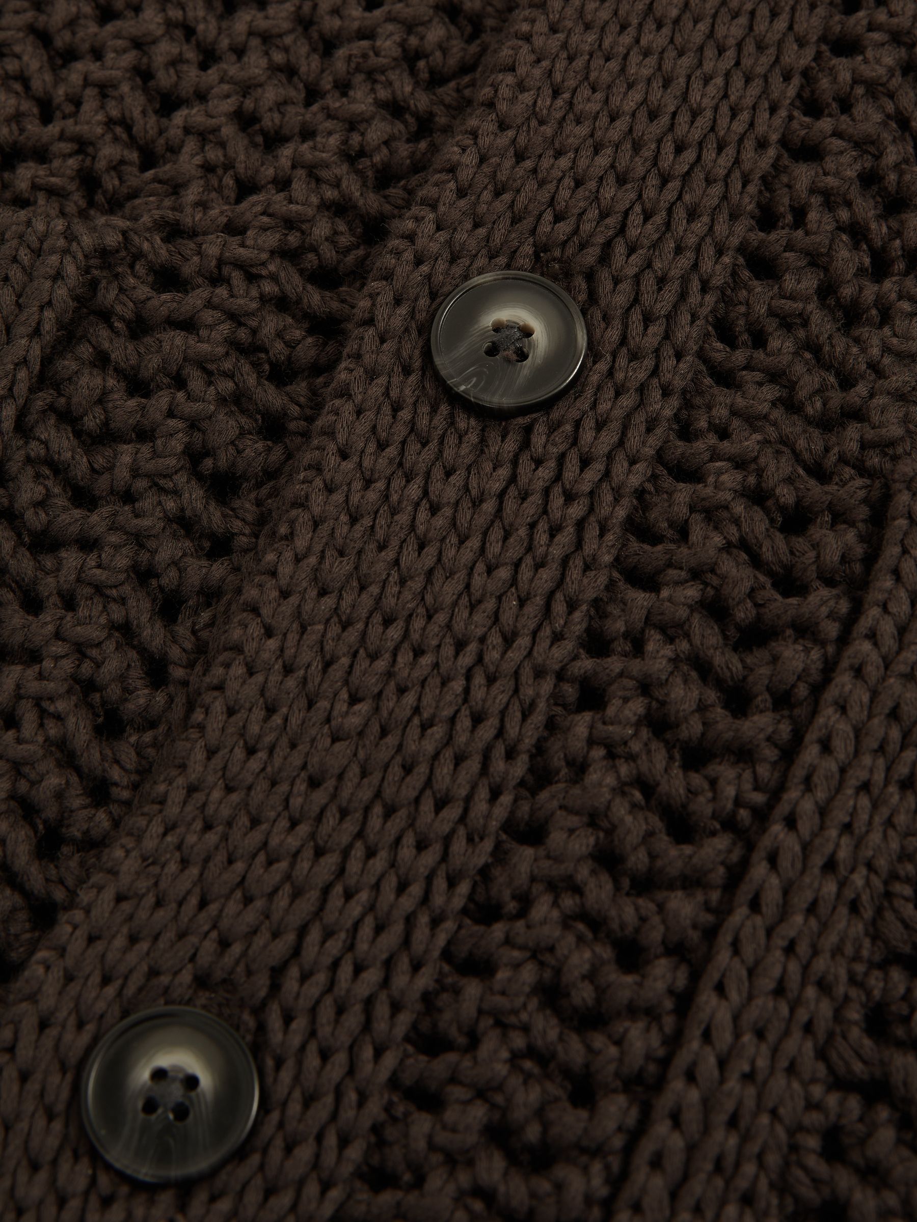 Crochet Button-Through Shirt in Chocolate Brown