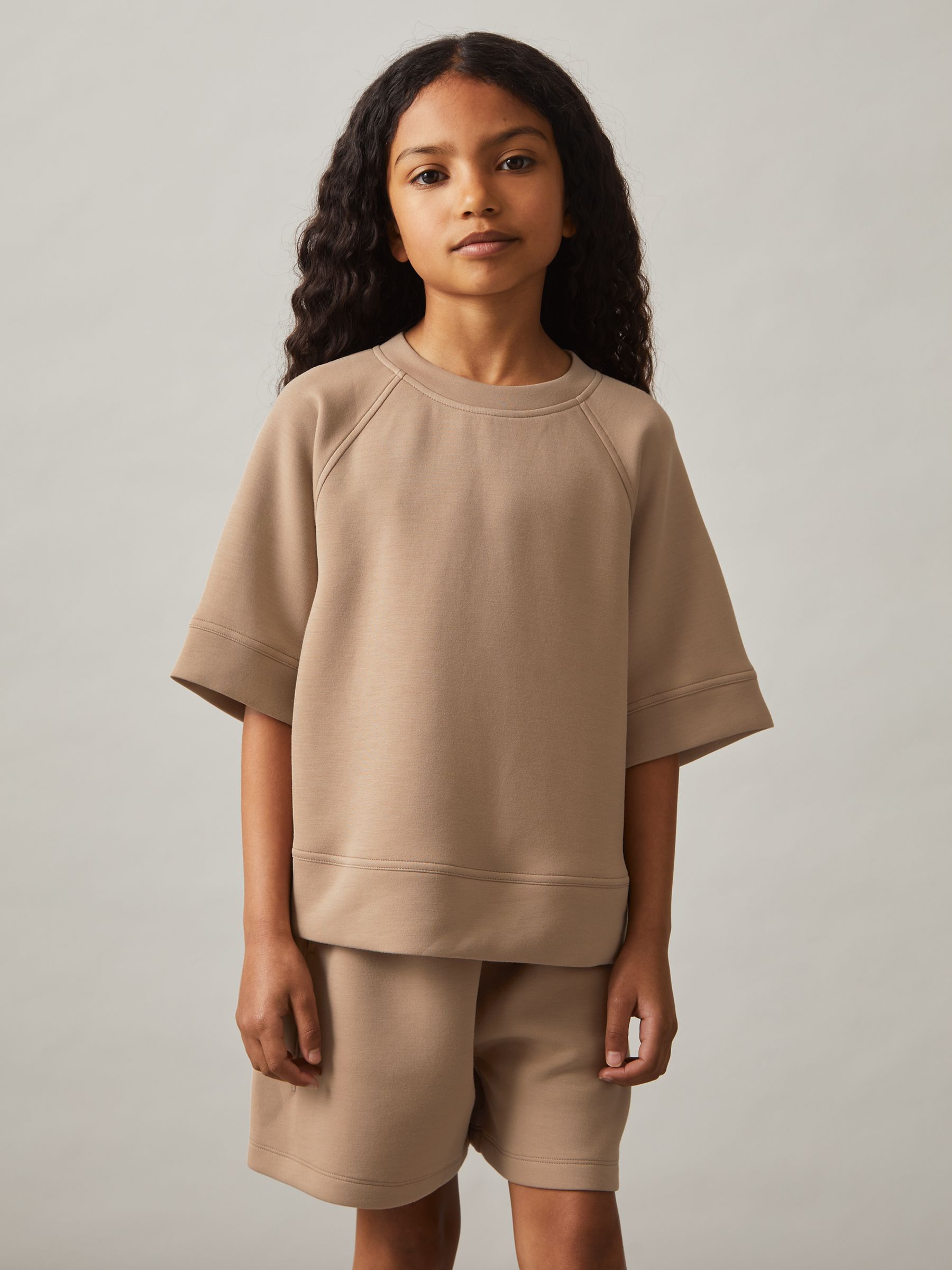 13-14 yrs Modal-Blend Sweatshirt And Shorts Set in Mink