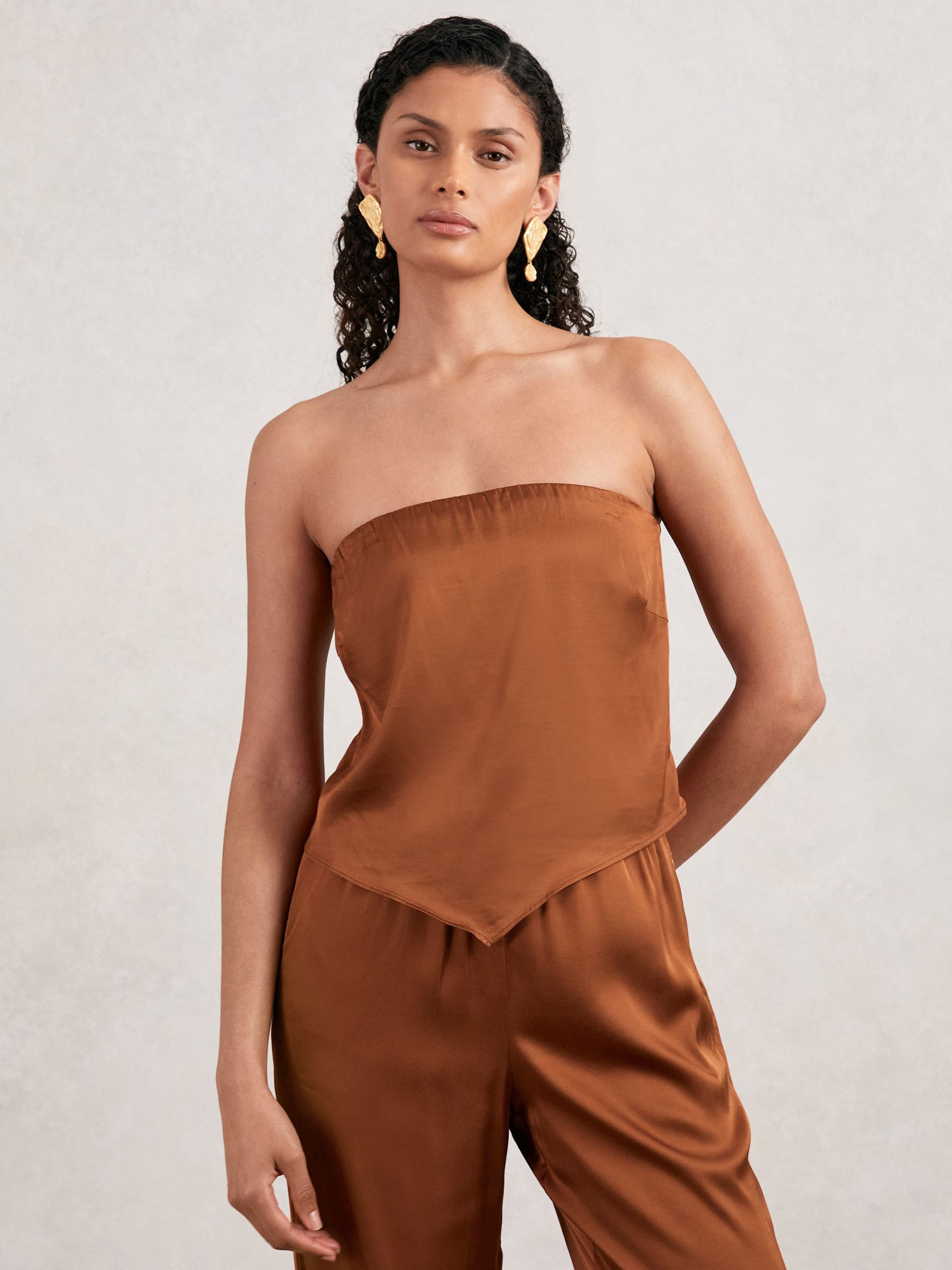 Good American Satin Handkerchief Top in Copper