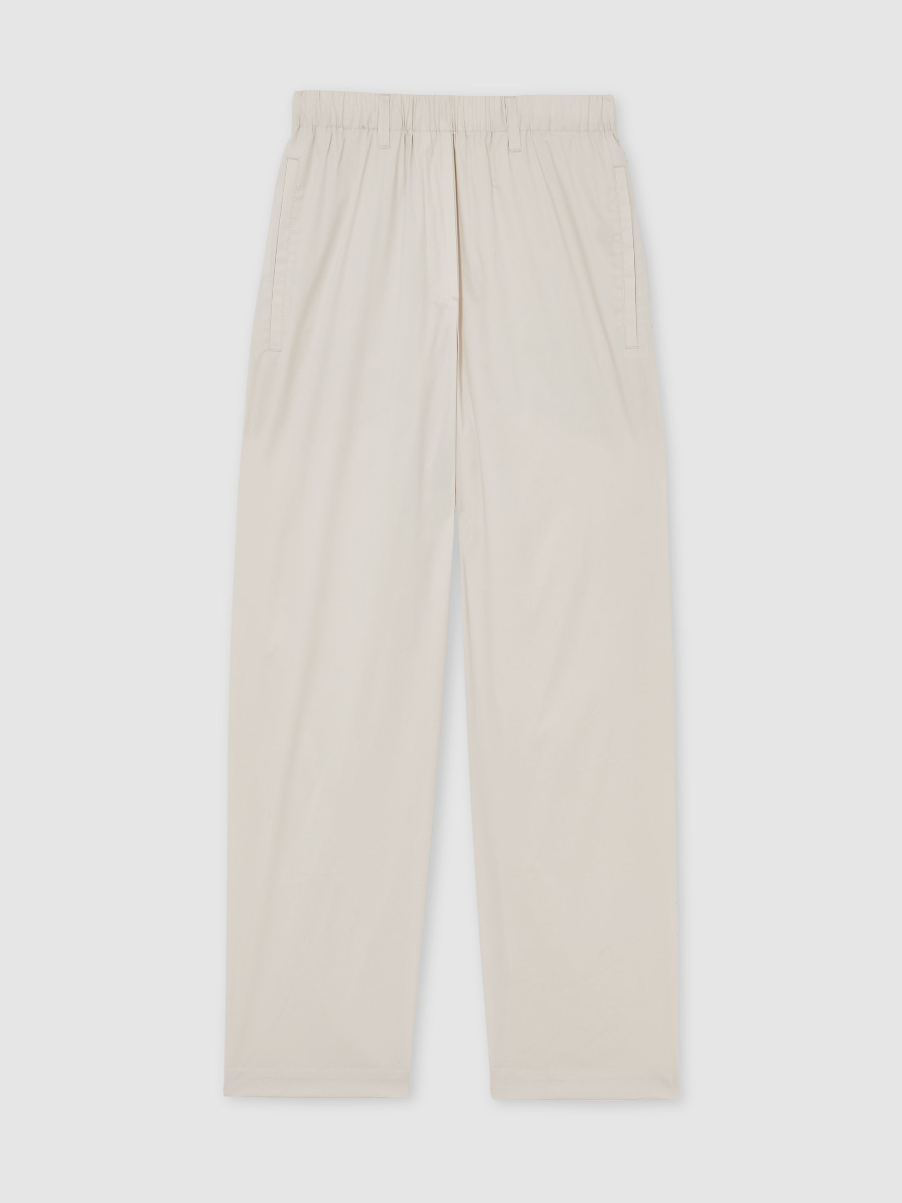 Cotton-Blend Straight-Leg Trousers in Stone