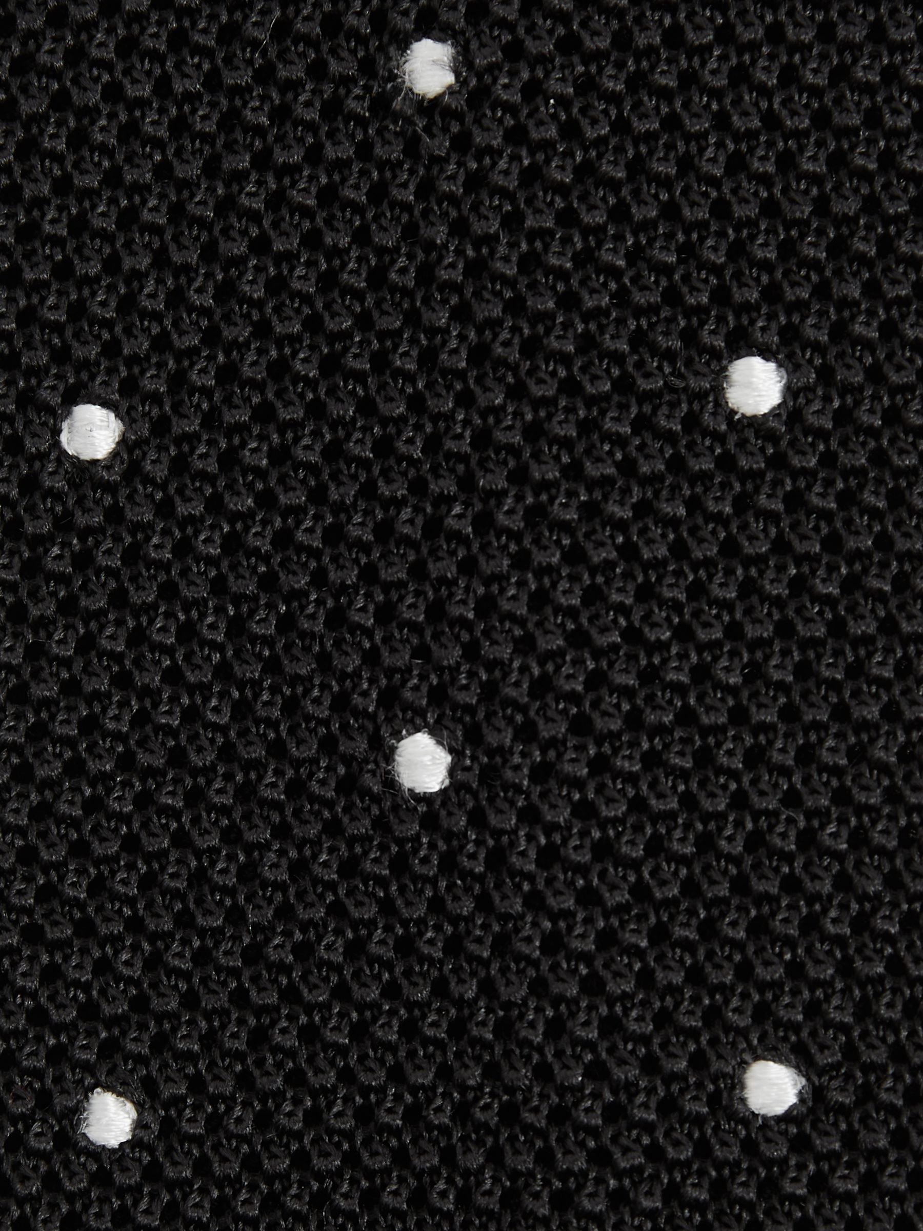 Silk Knitted Pin-Dot Tie in Black