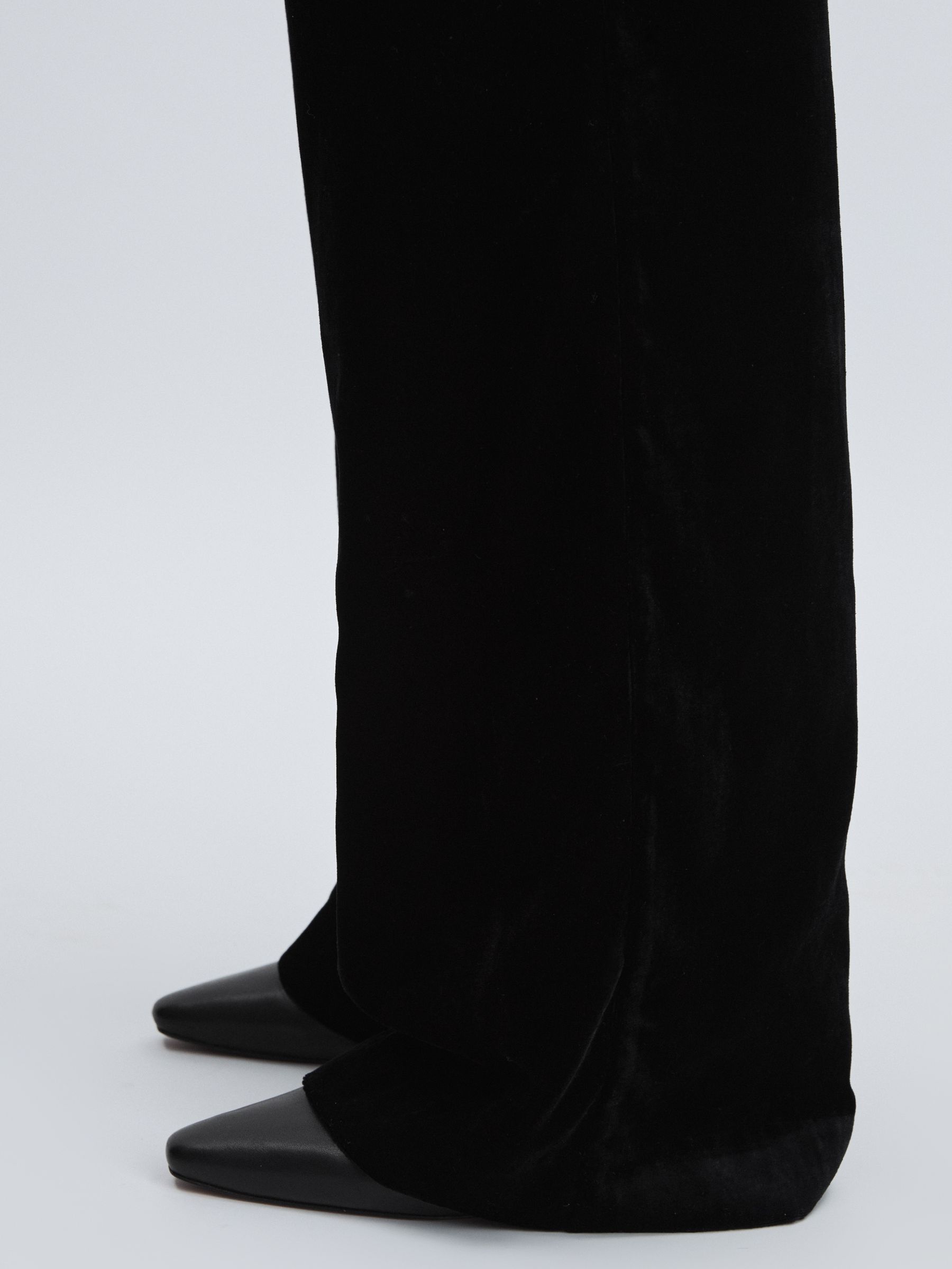 Paige Velvet Wide-Leg Trousers in Black