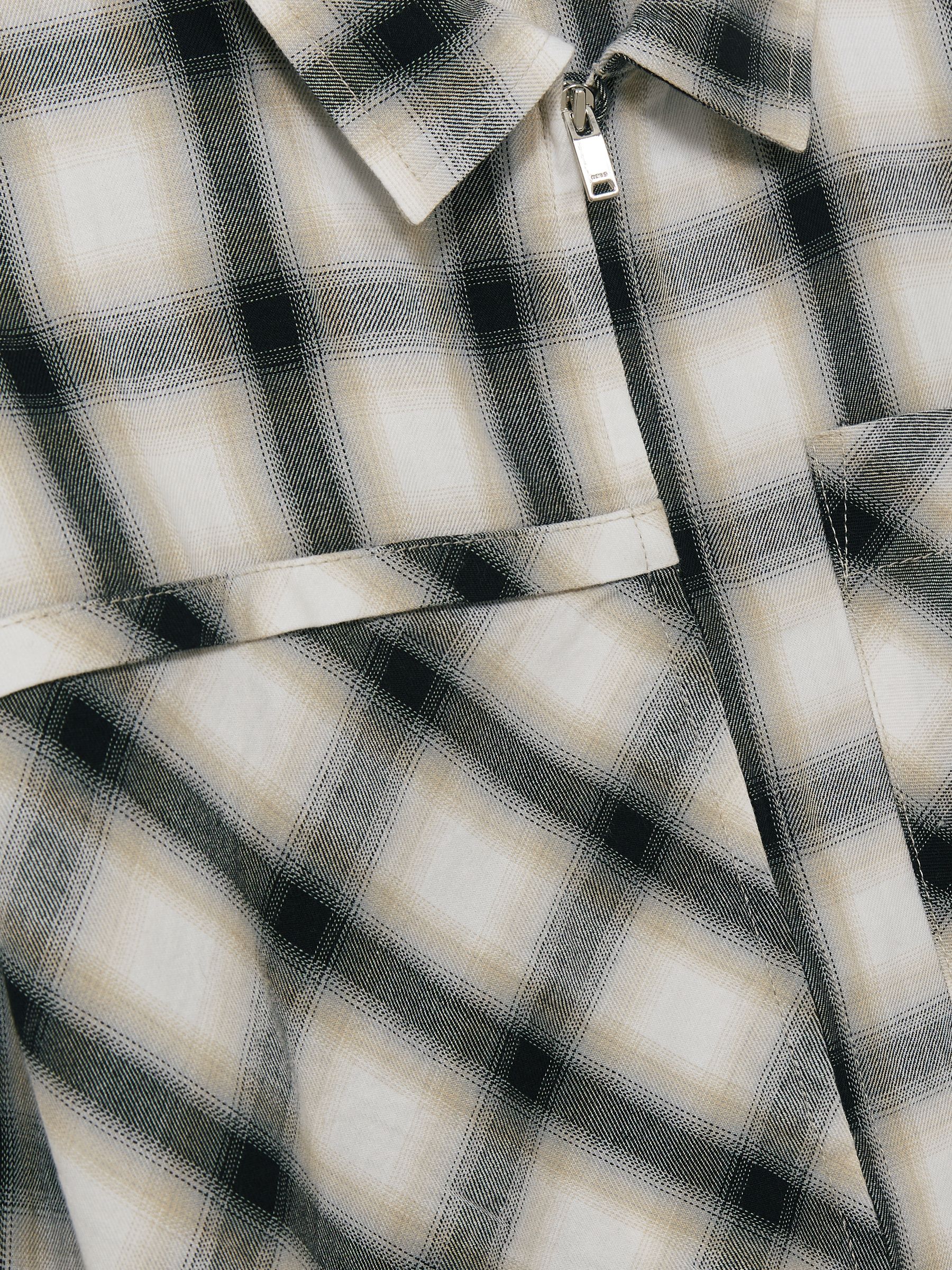 13-14 yrs Cotton Oversized Check Shirt in Grey