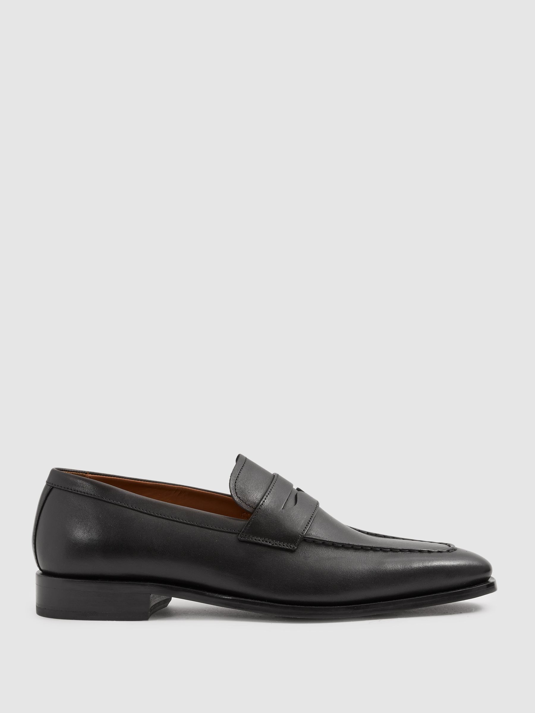 Leather Saddle Loafers in Black