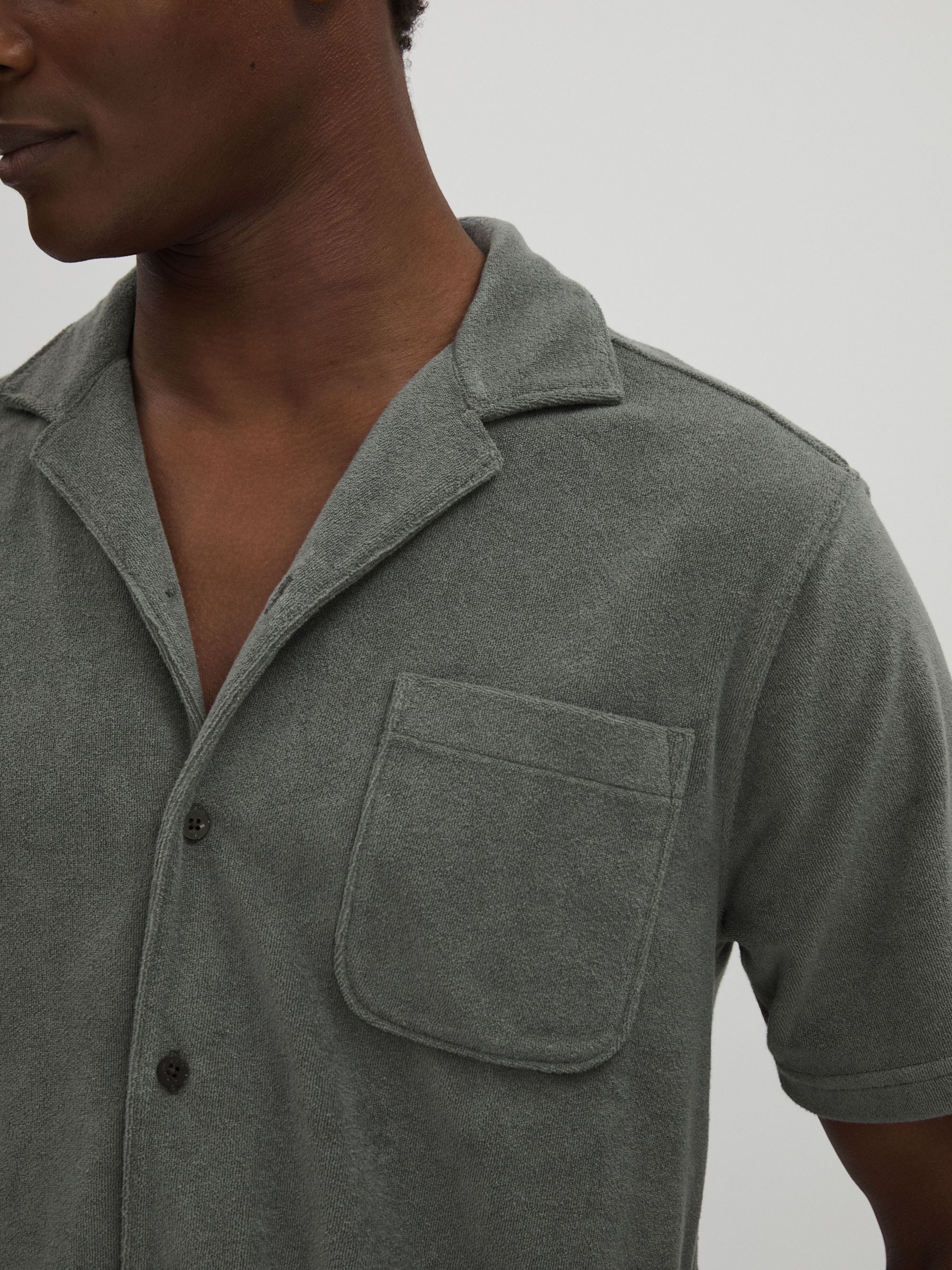 Paige Terry Cuban Collar Shirt in Grey