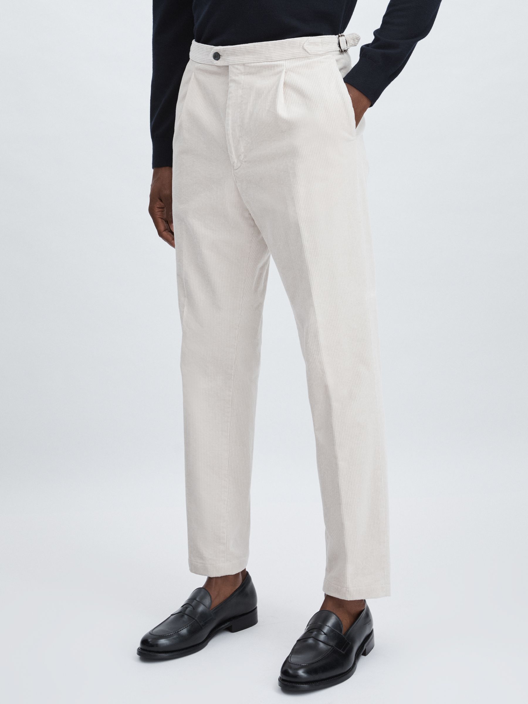 Oscar Jacobson Regular-Fit Corduroy Trousers in White