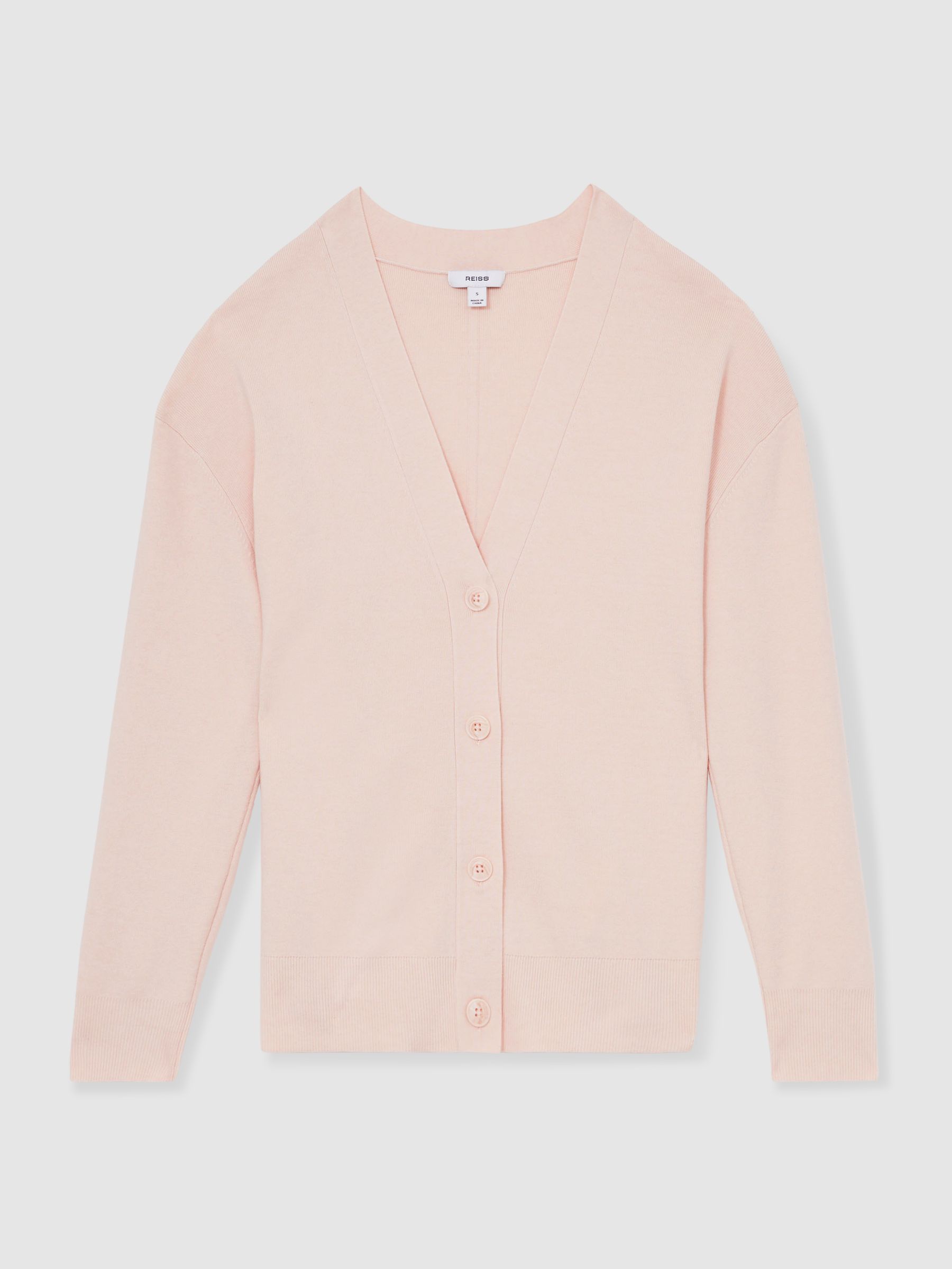 Lyocell Blend V-Neck Cardigan in Pink