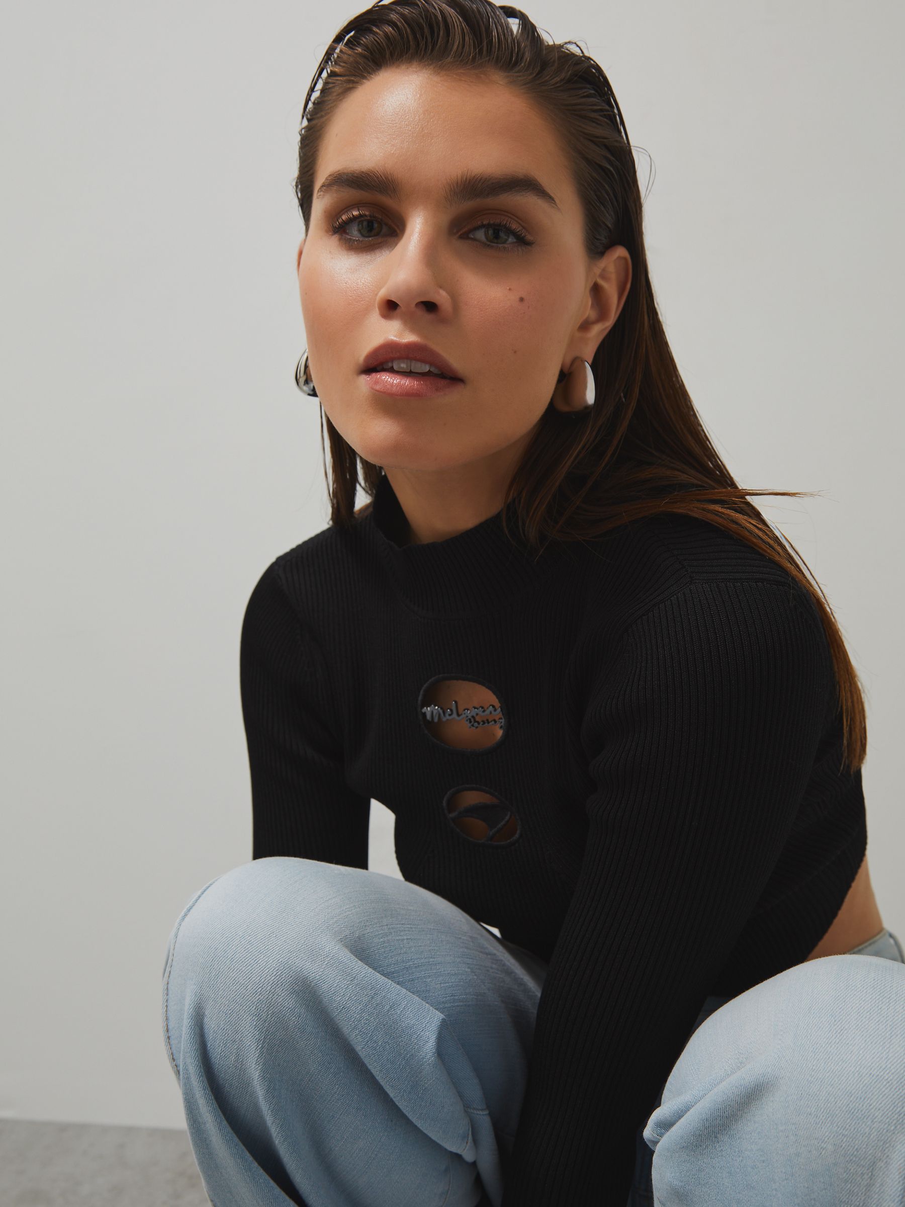 McLaren F1 Team Cut-Out Knit Crop Top in Black