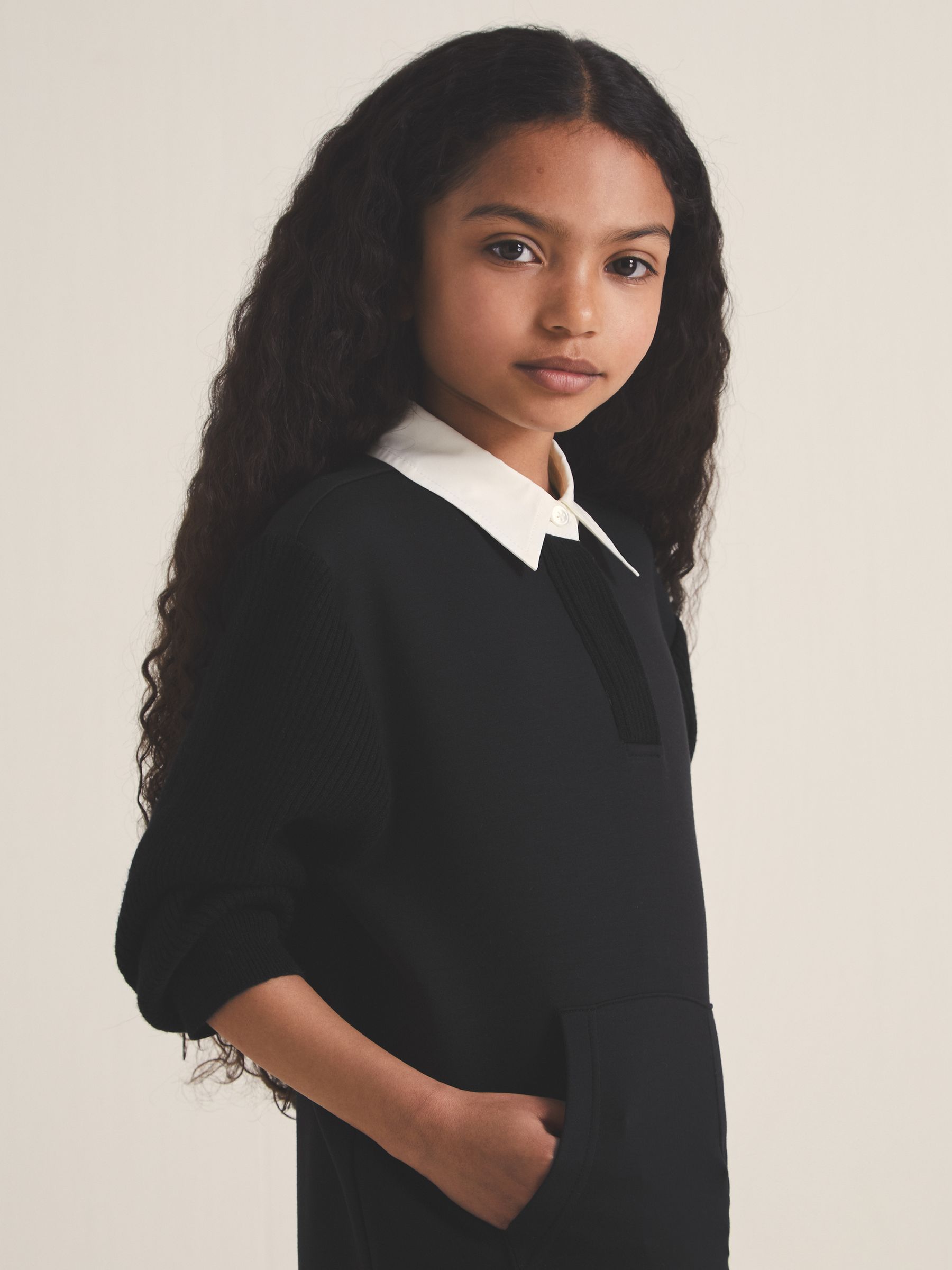 9-13 yrs Reiss | Les 100 Ciels Polo Sweatshirt in Black