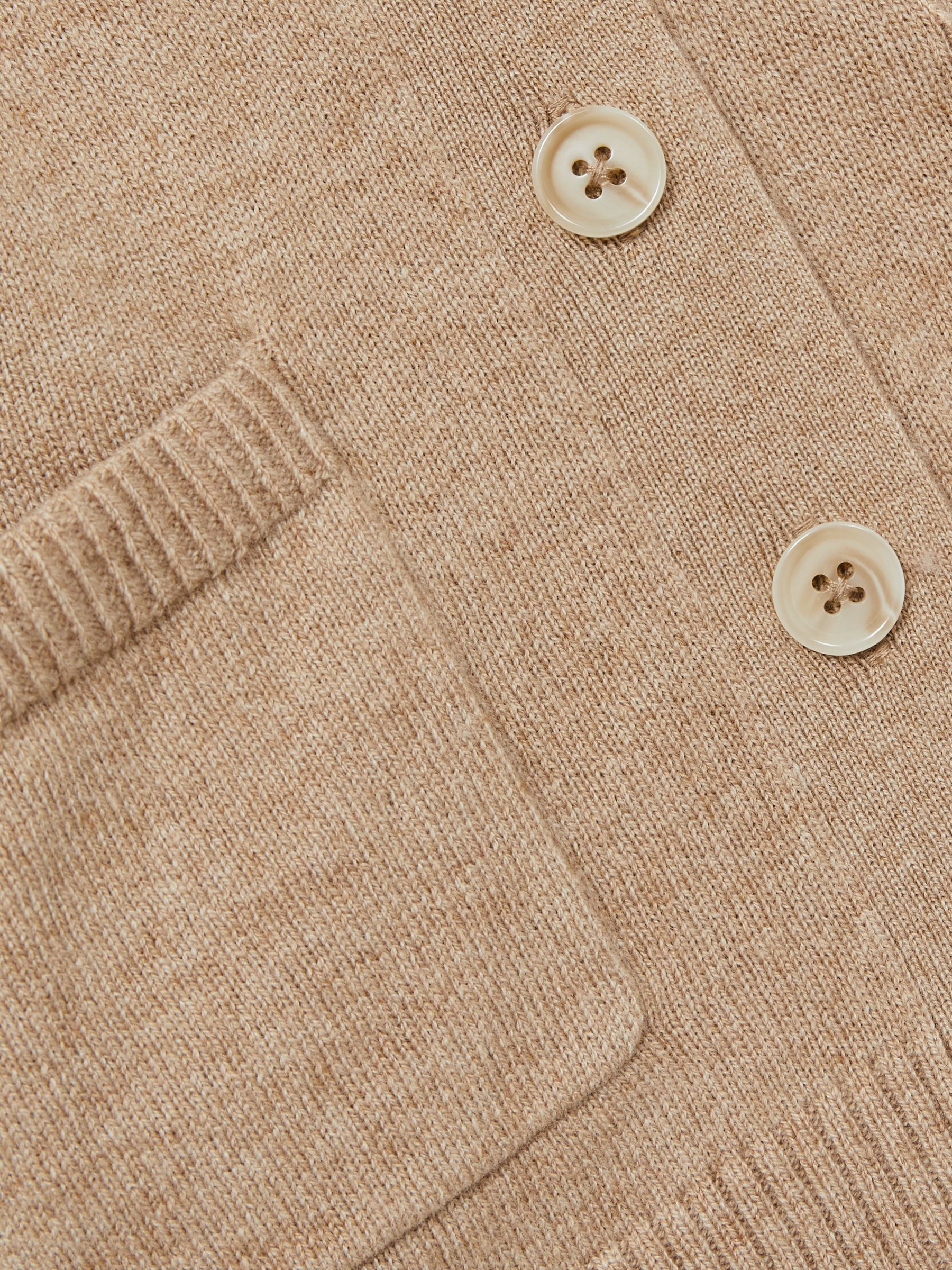 13-14 yrs Wool-Blend Tipped Cardigan in Camel