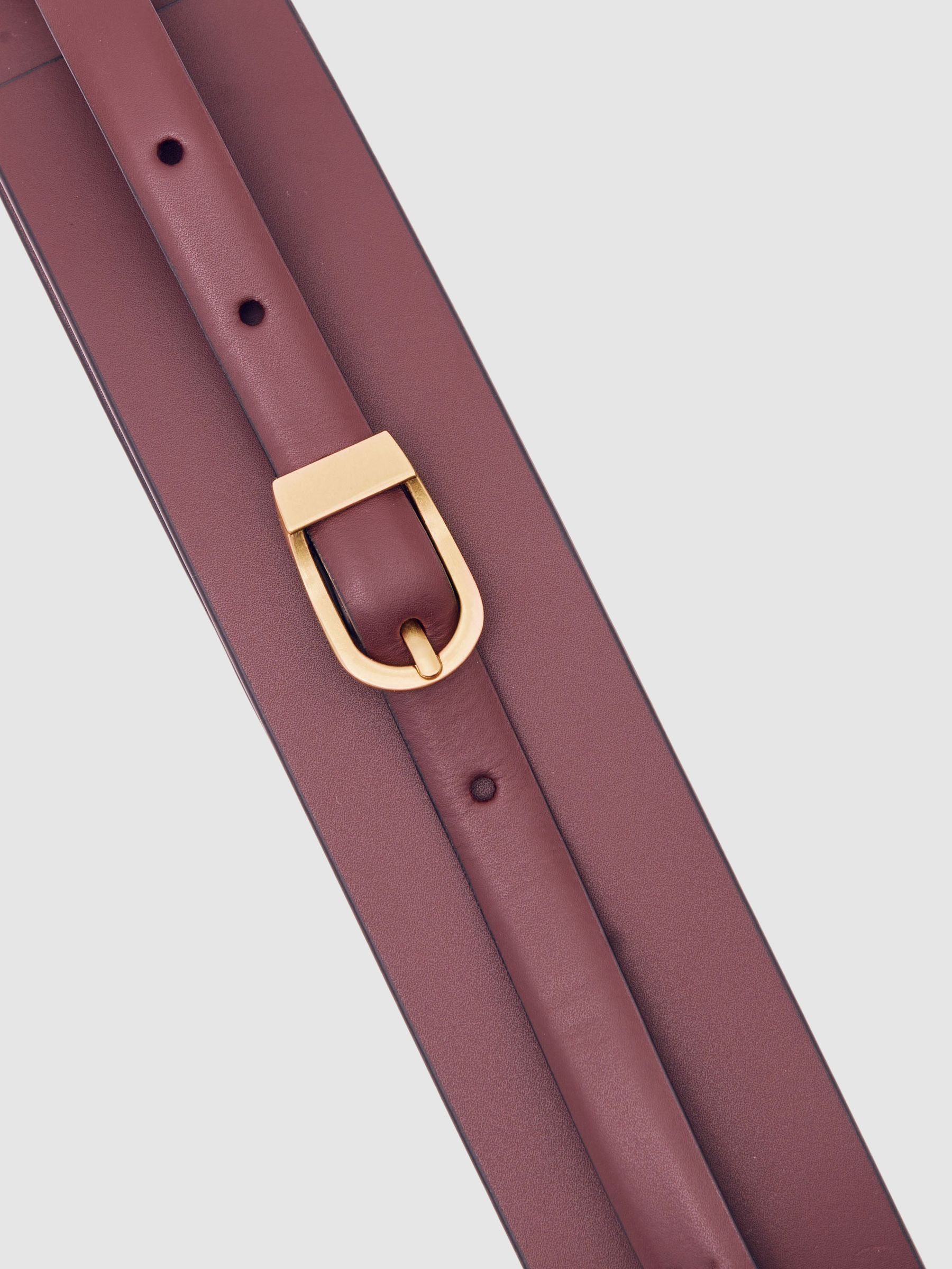 Leather Double-Strap Waist Belt in Burgundy