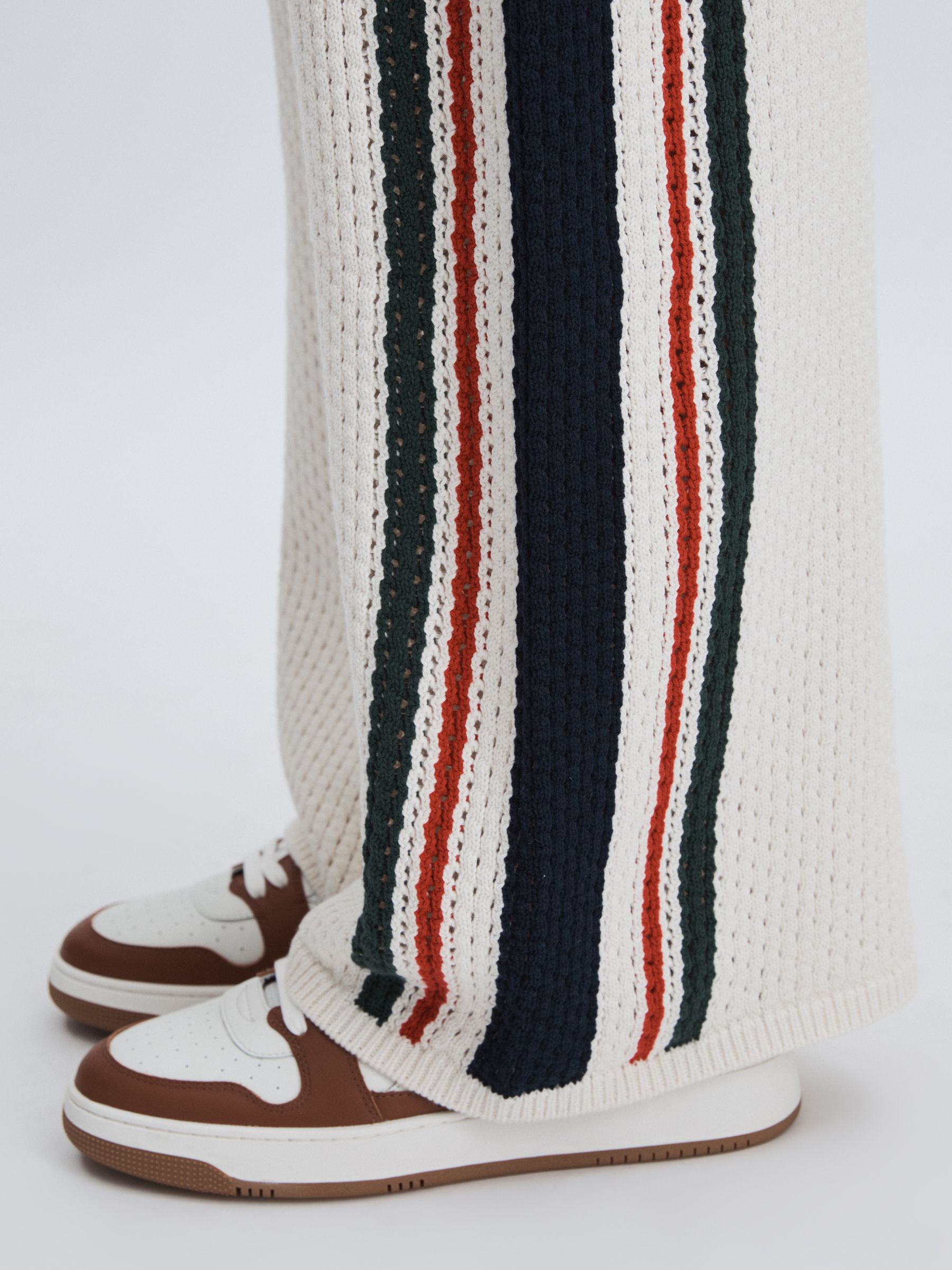 The Upside Cotton Open-Knit Track Joggers in White