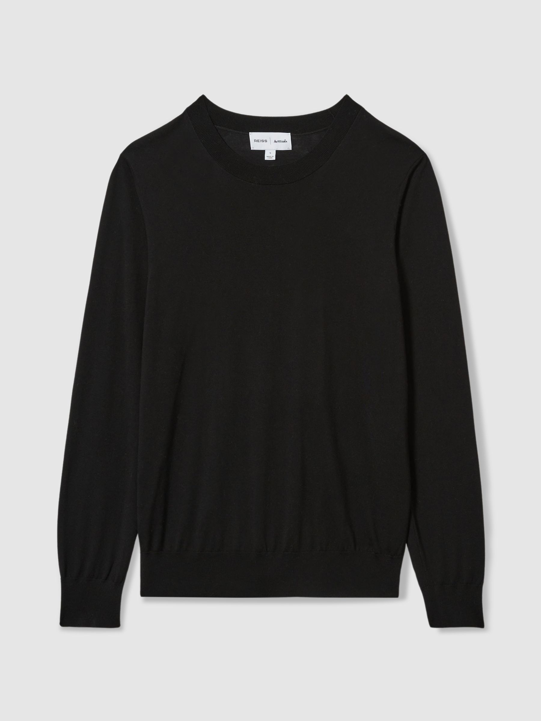 Reiss | Les 100 Ciels Noble-Wool Long-Sleeve Jumper in Black