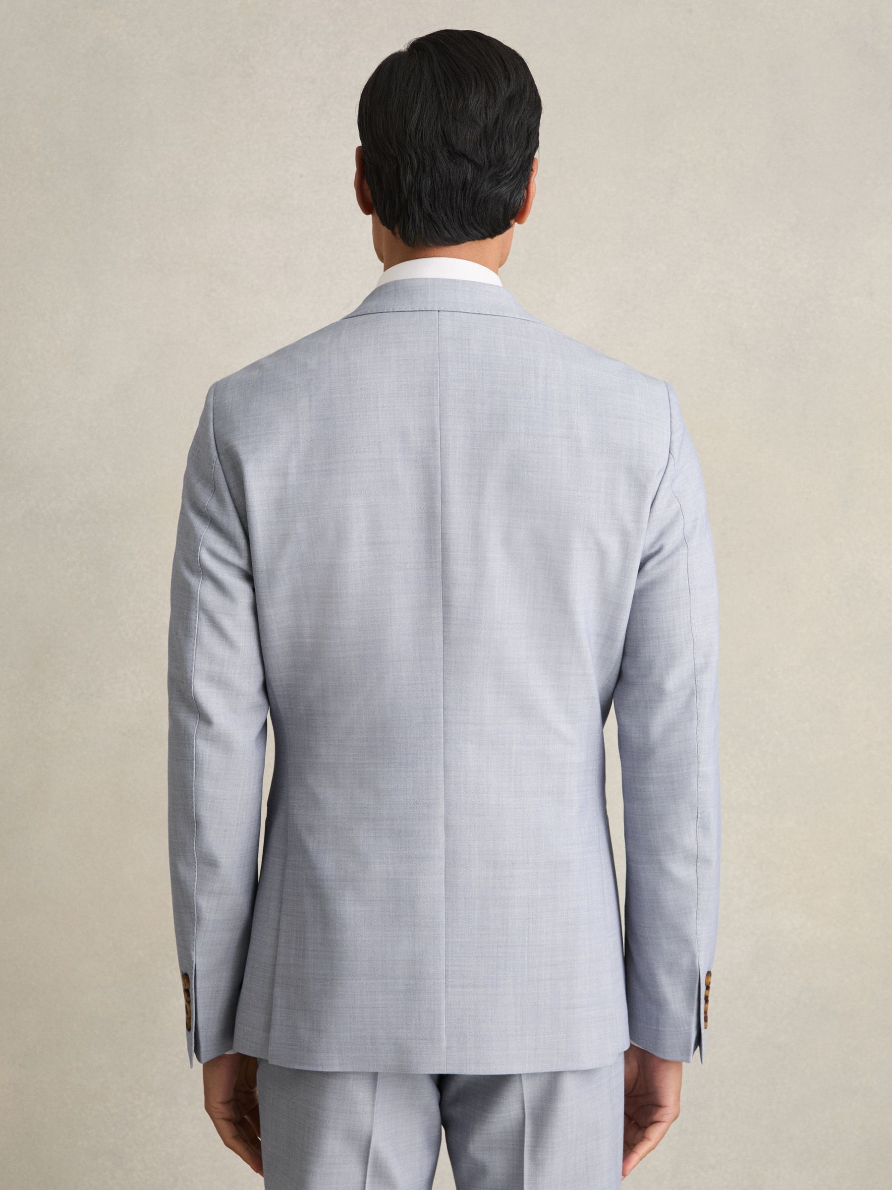 Single-Breasted Textured Blazer Slim-Fit With Wool in Soft Blue