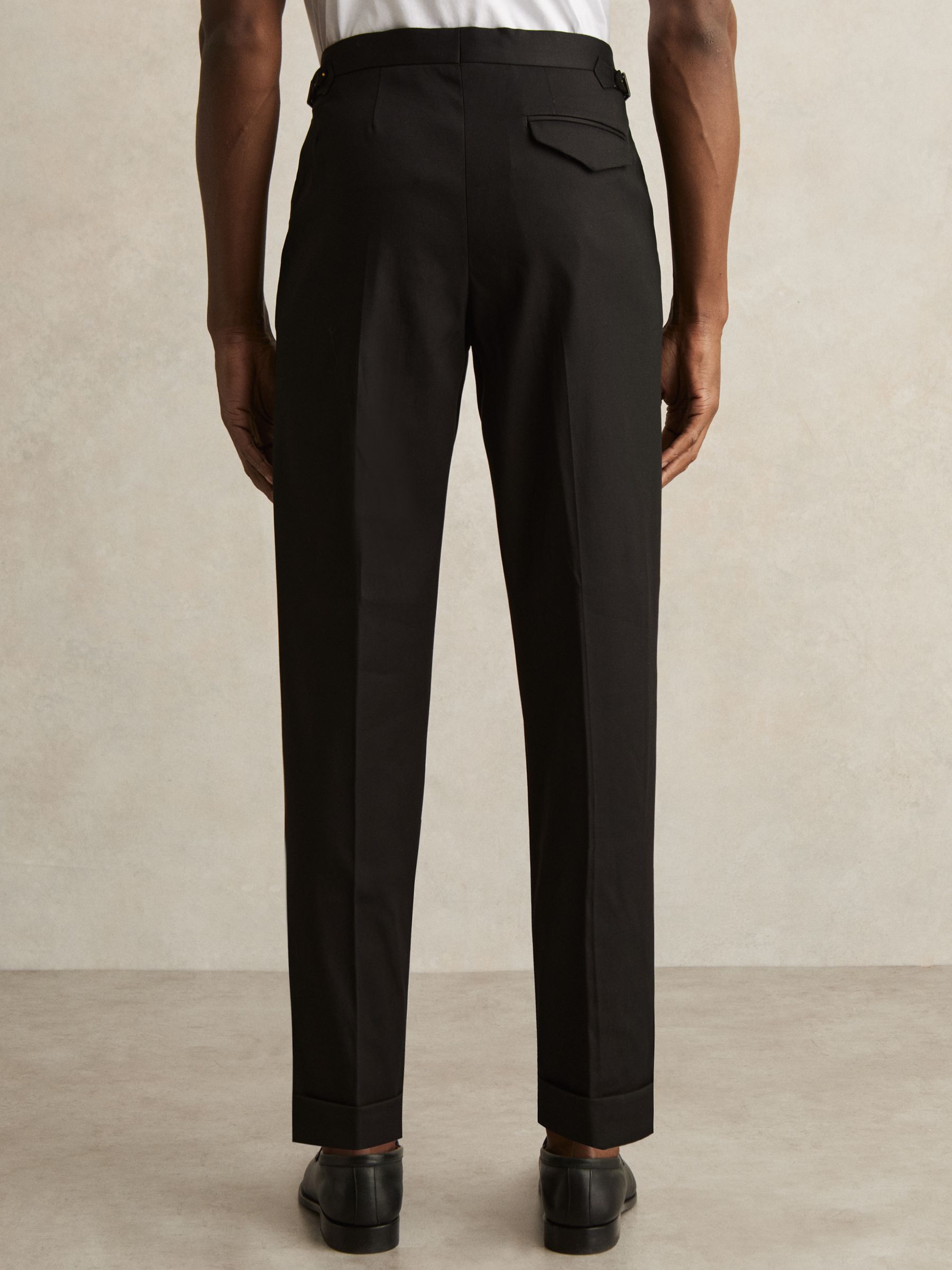 Cotton-Blend Tapered Trousers in Black