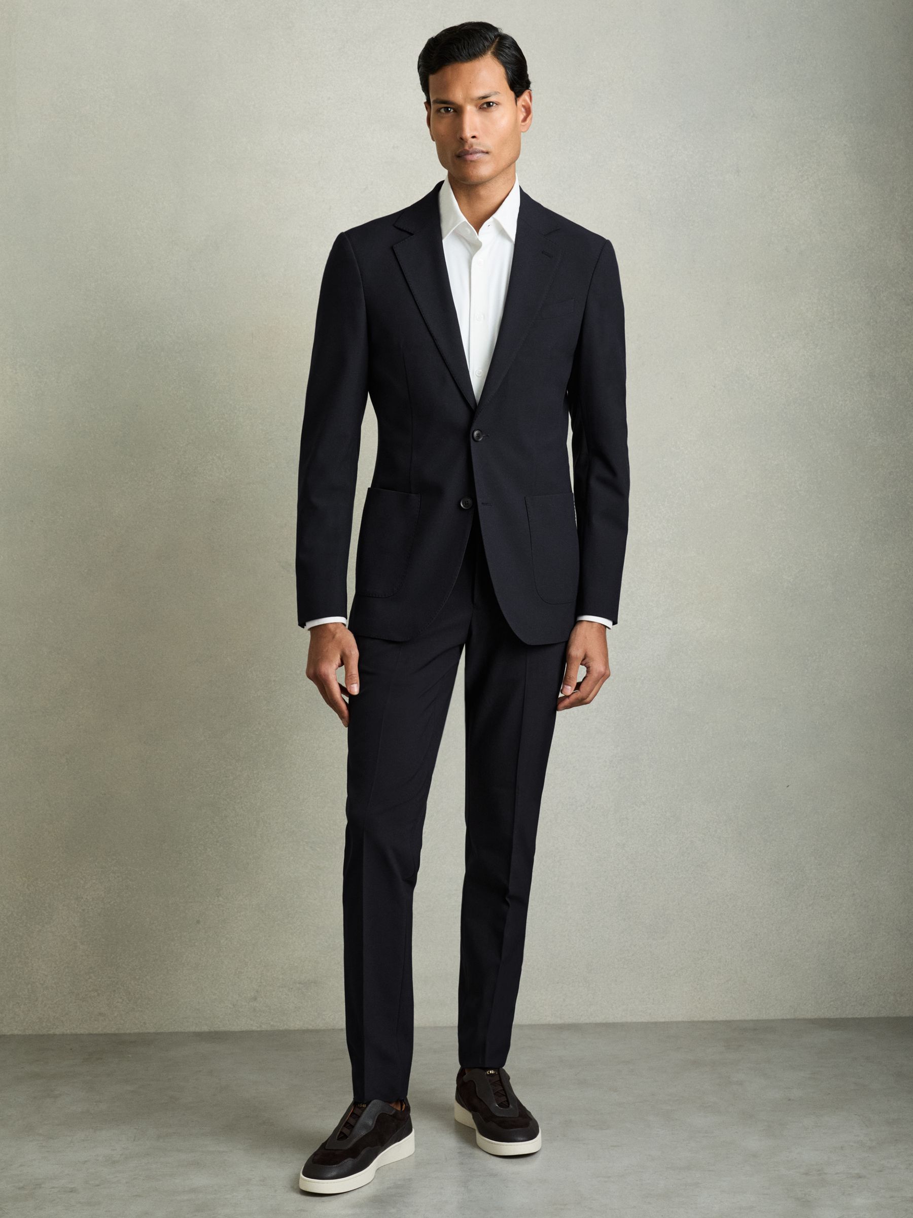 Single-Breasted Stretch Suit Blazer Slim-Fit in Navy