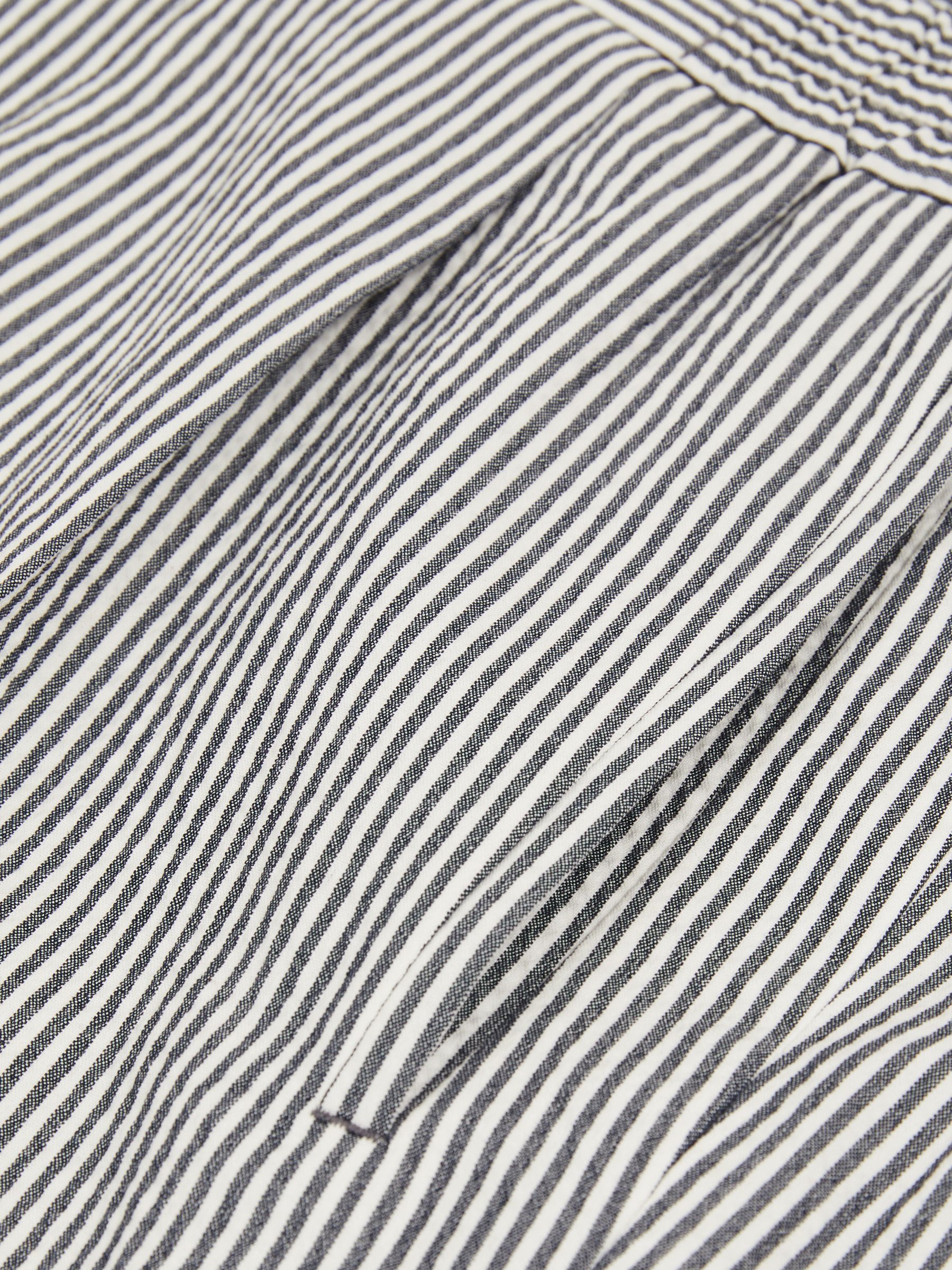 Stretch Seersucker Stripe Trousers in Navy/White