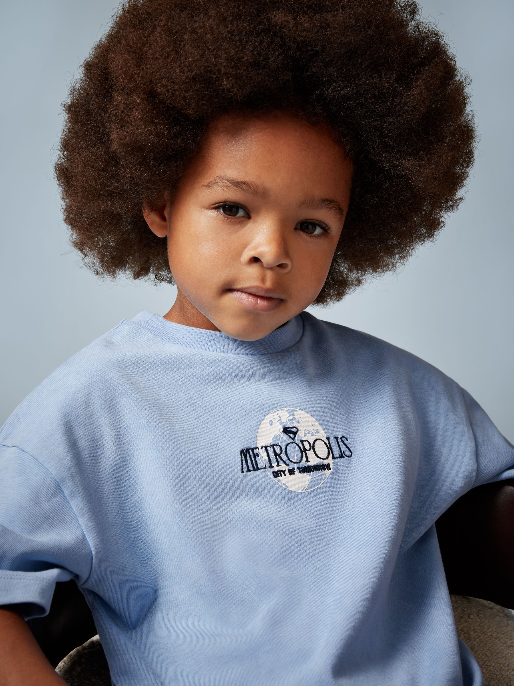 9-13 yrs Superman | Reiss Metropolis Logo T-Shirt in Light Blue