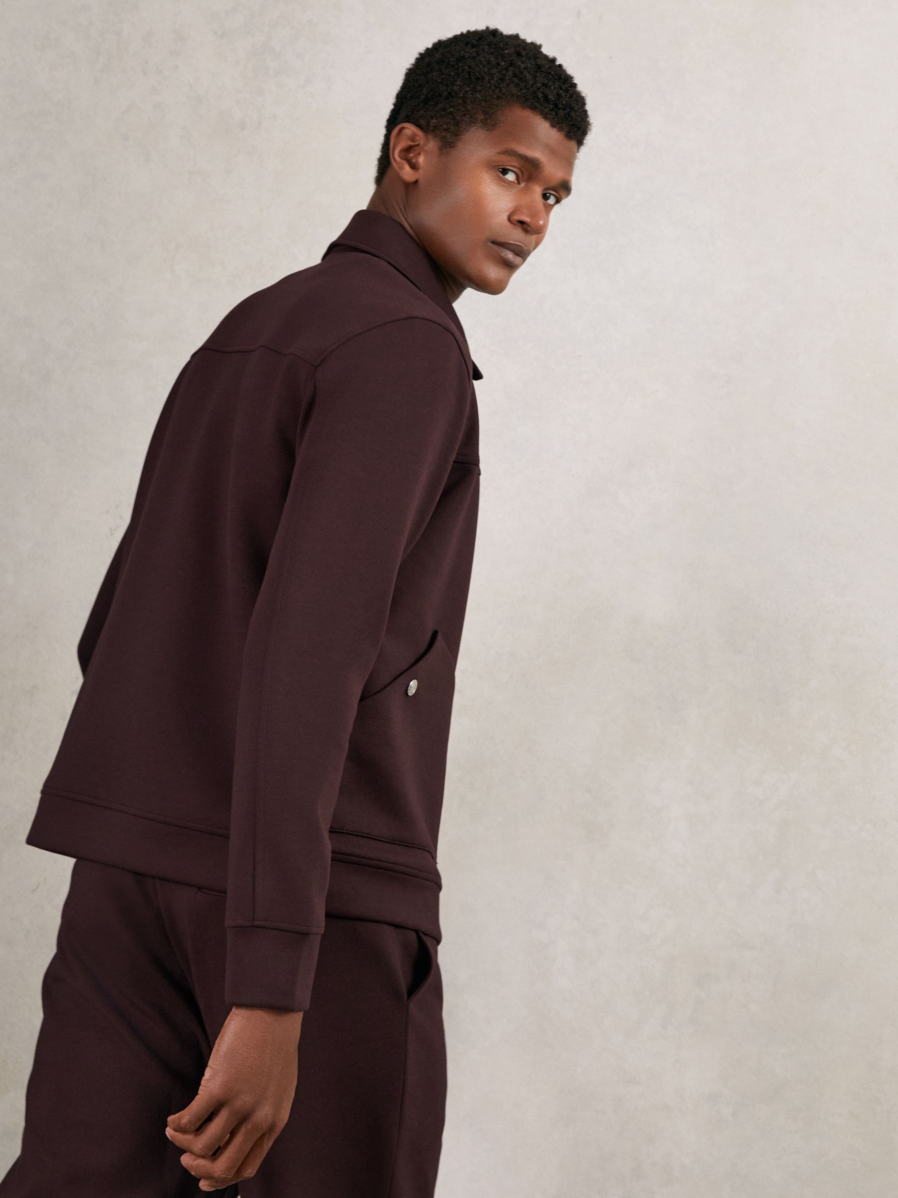 Interlock Zip Through Overshirt in Cherry Red