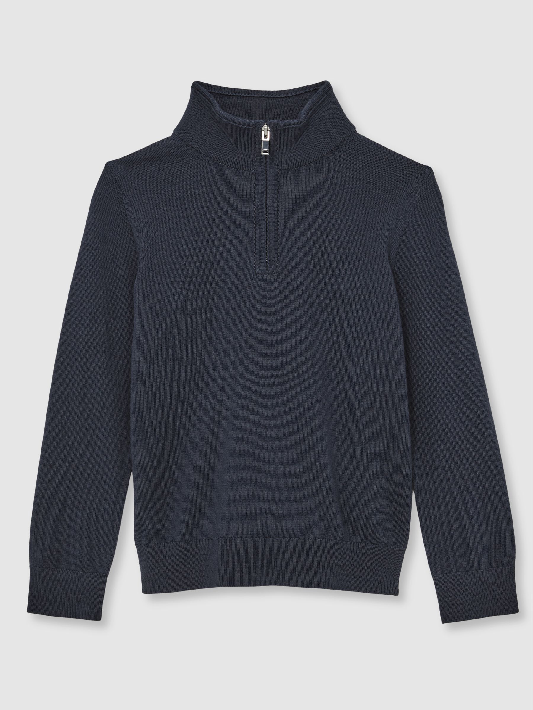 9-13 yrs Merino Wool Half-Zip Funnel Neck Jumper in Midnight Navy