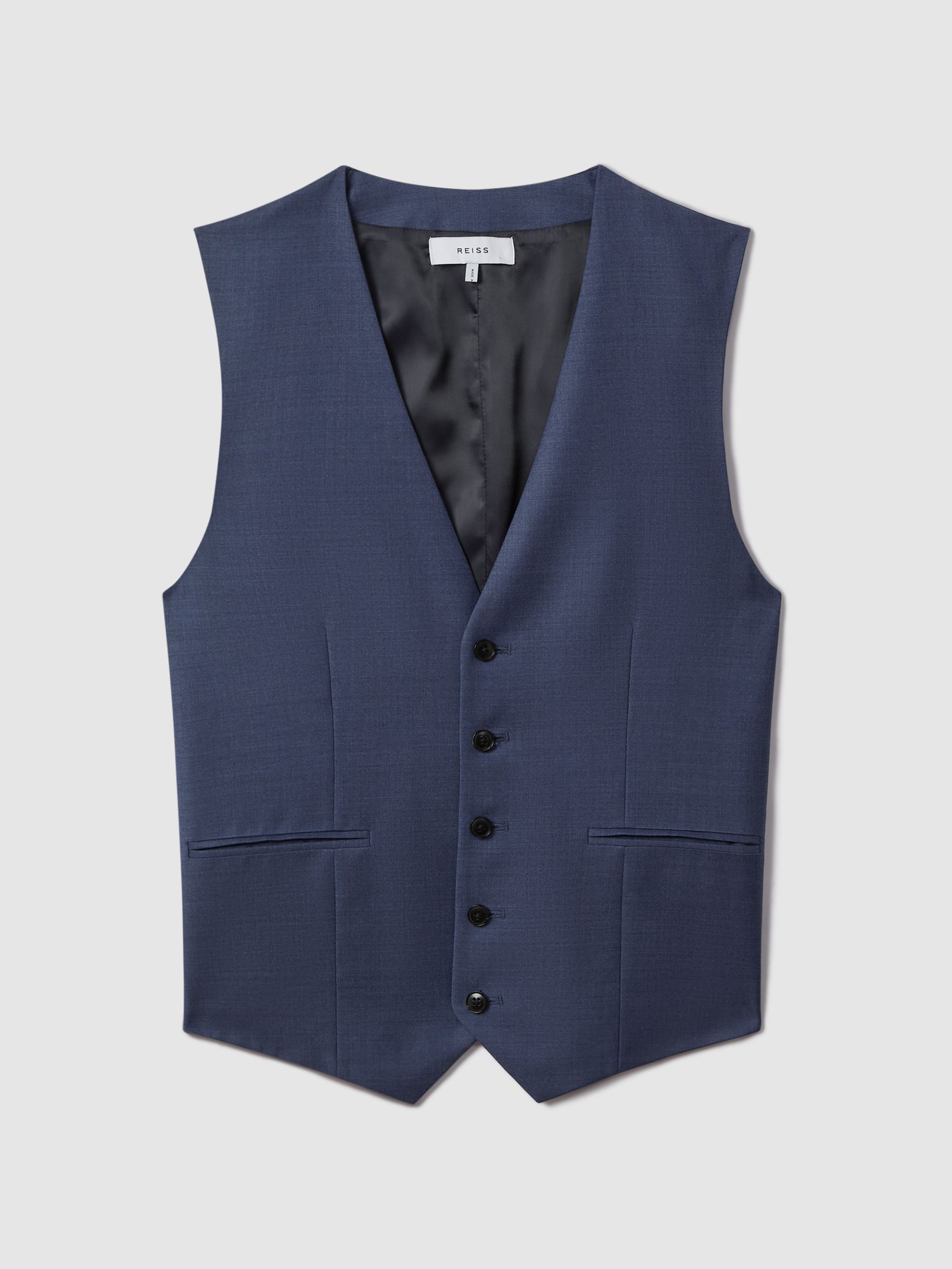 Slim Fit Wool Waistcoat in Bright Blue